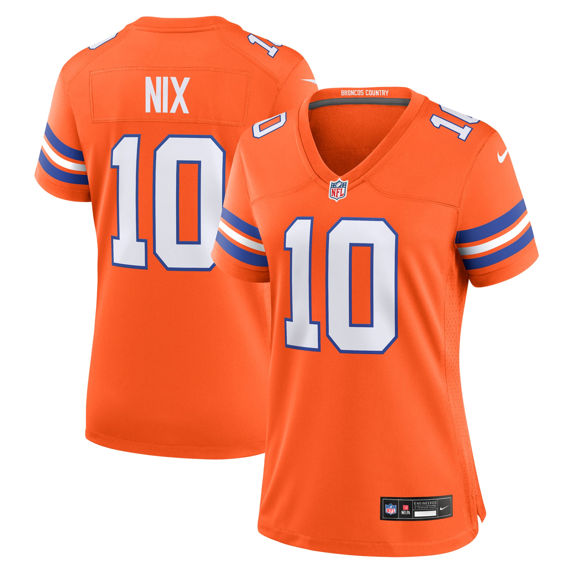 Bo Nix Denver Broncos Women's Player Throwback Game Jersey - Orange