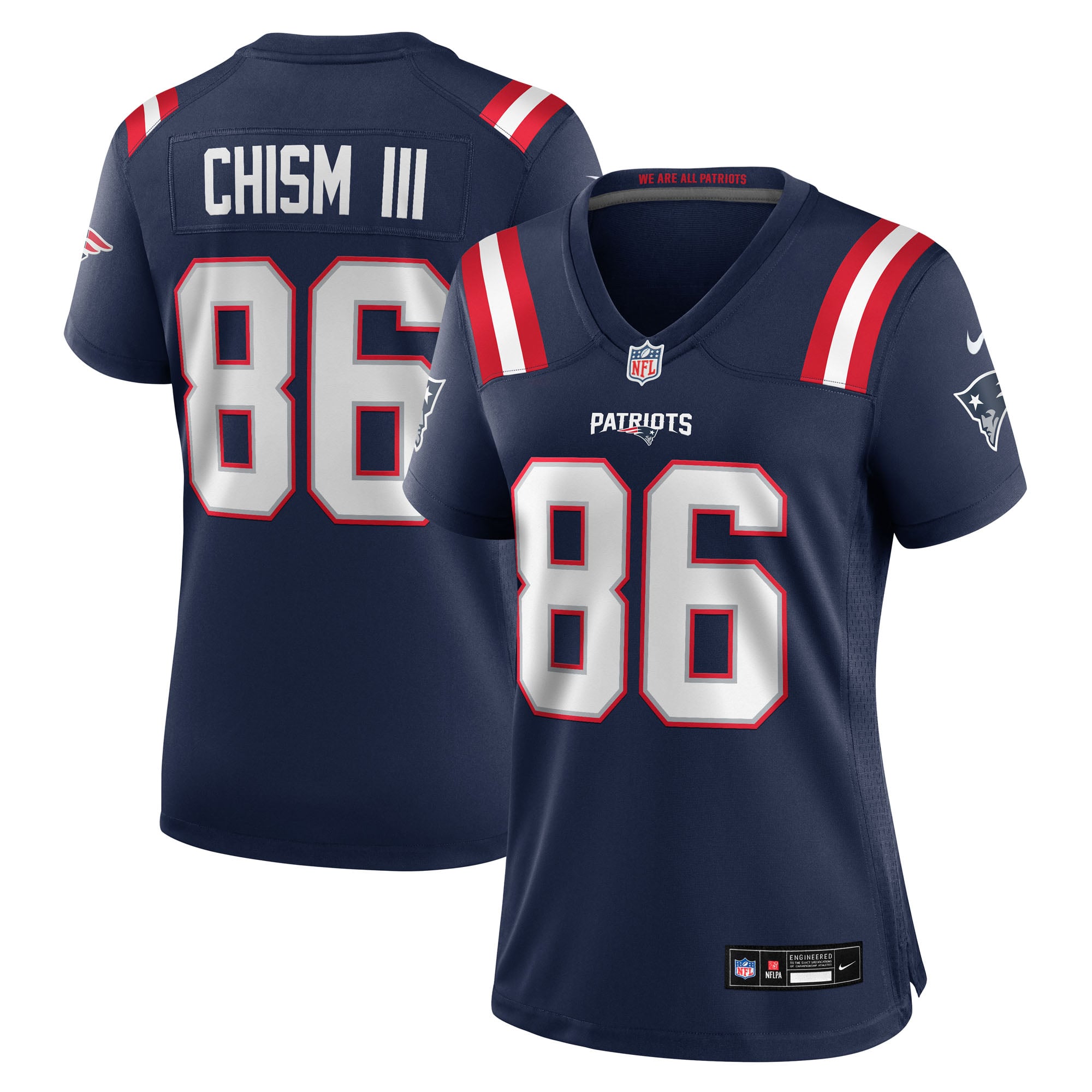 Efton Chism III New England Patriots Women's Team Game Jersey - Navy