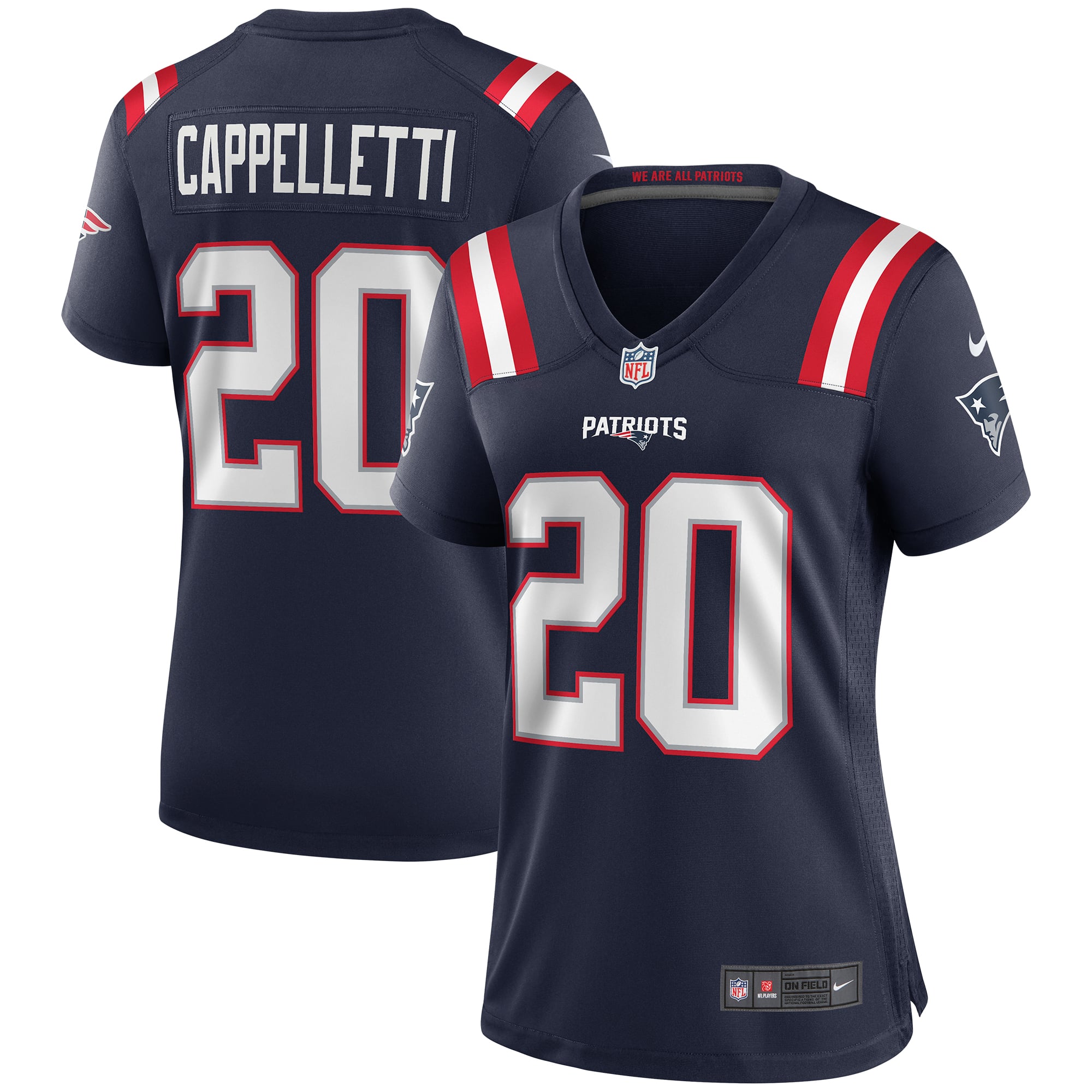 Gino Cappelletti New England Patriots Women's Player Game Jersey - Navy