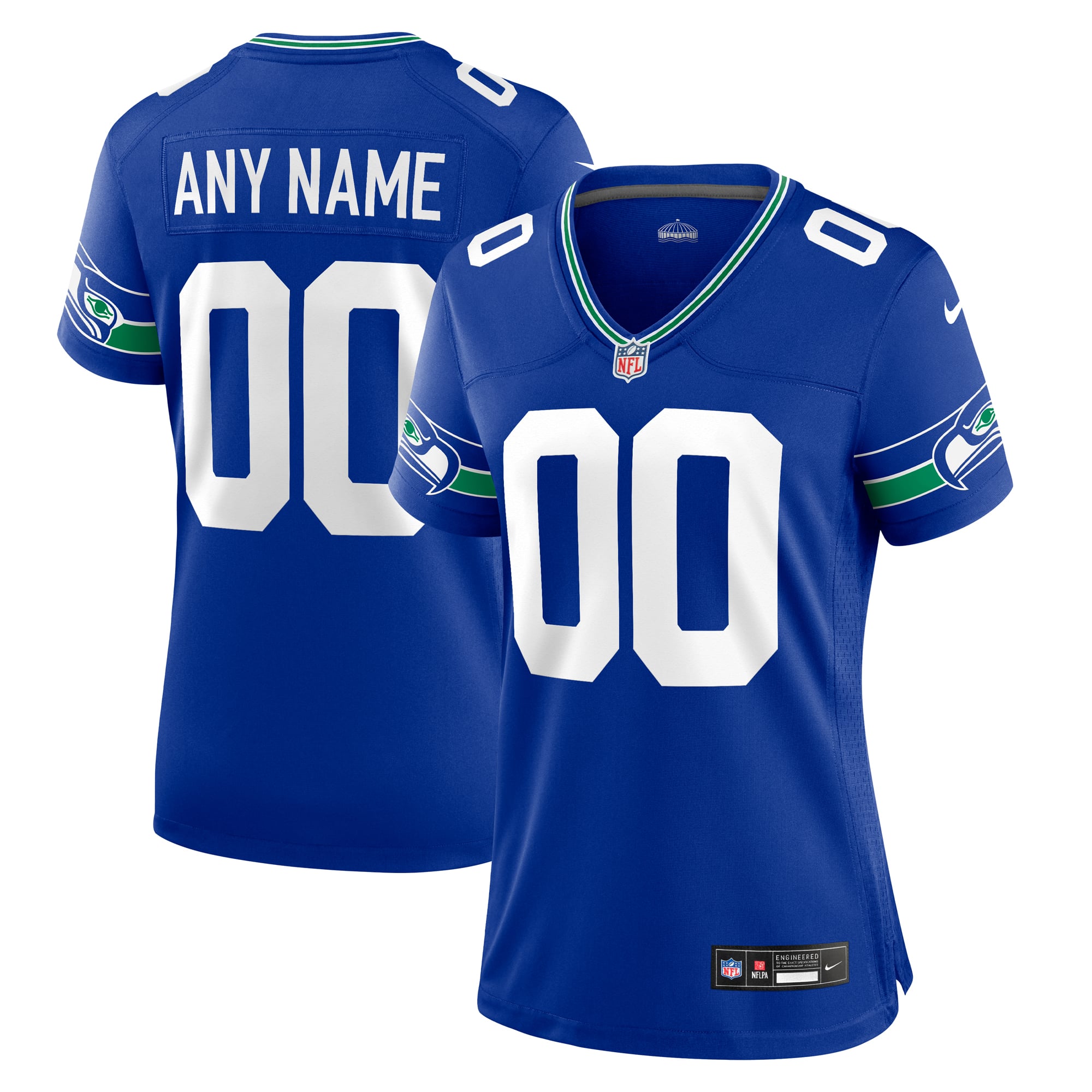 Seattle Seahawks Women's Throwback Custom Jersey - Royal
