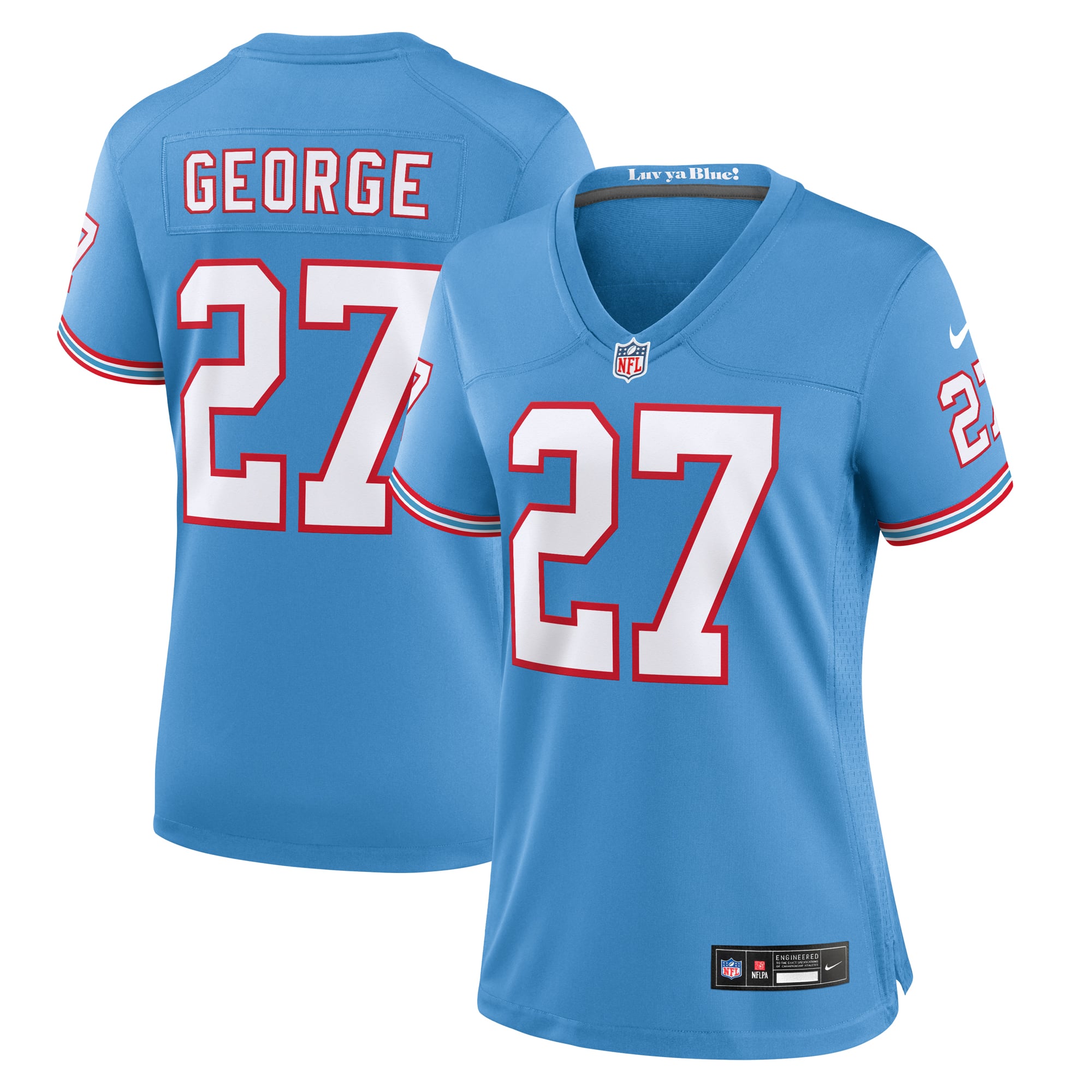 Eddie George Tennessee Titans Women's Player Throwback Game Jersey - Light Blue