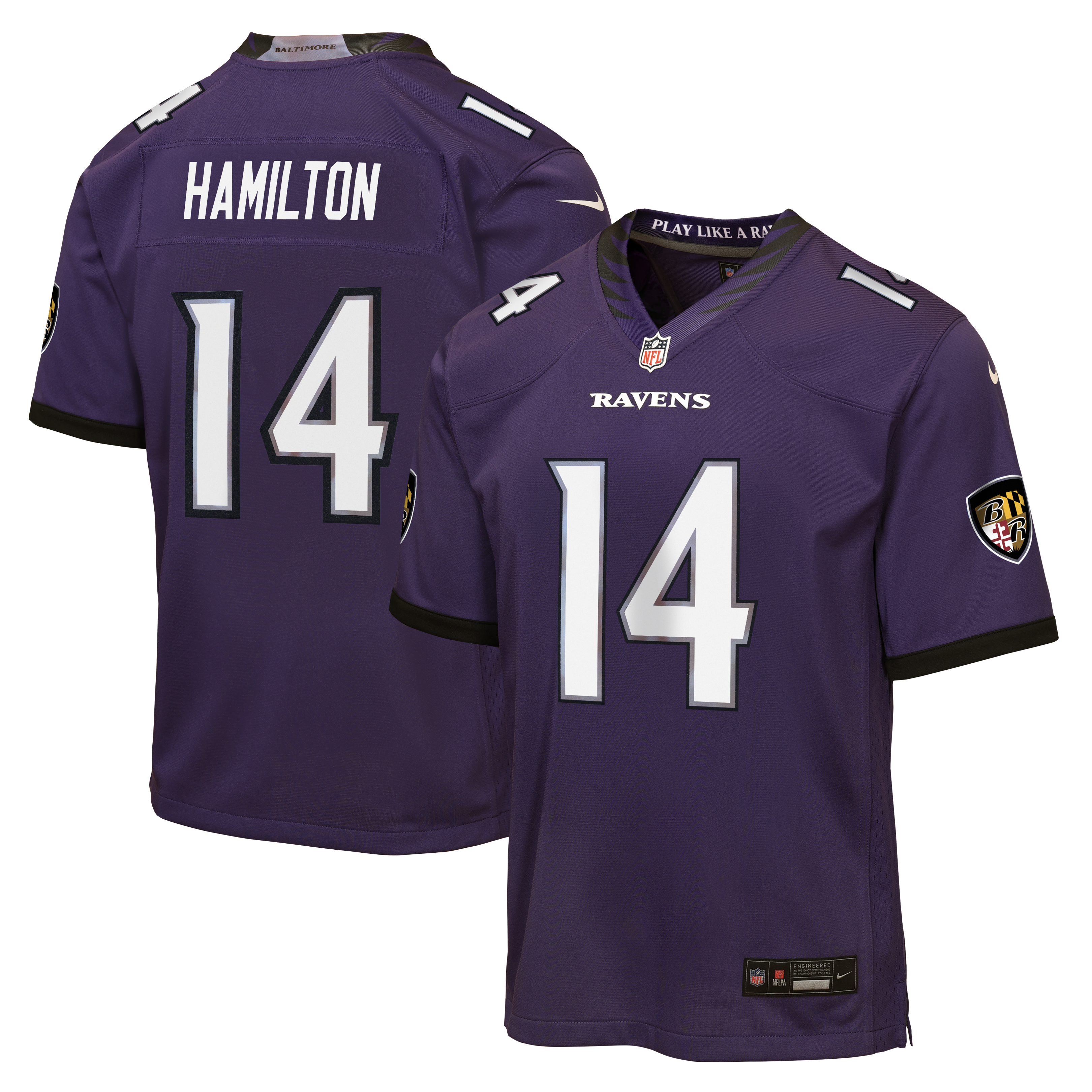 Kyle Hamilton Baltimore Ravens Youth Team Game Jersey - Purple