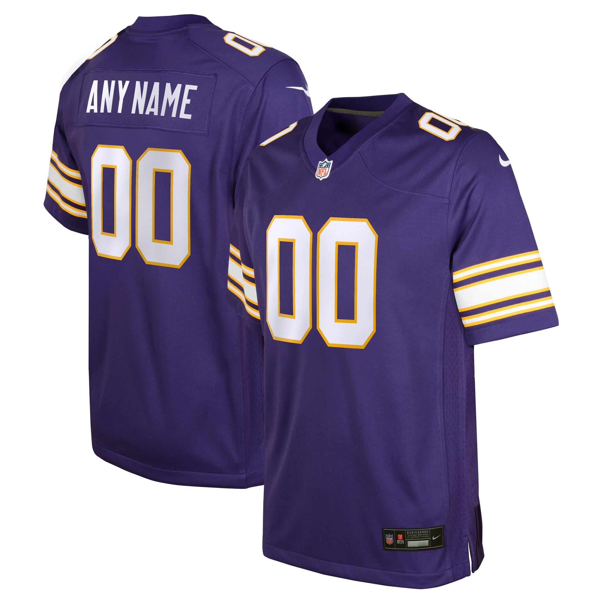 Minnesota Vikings Youth Custom Game Jersey - Purple