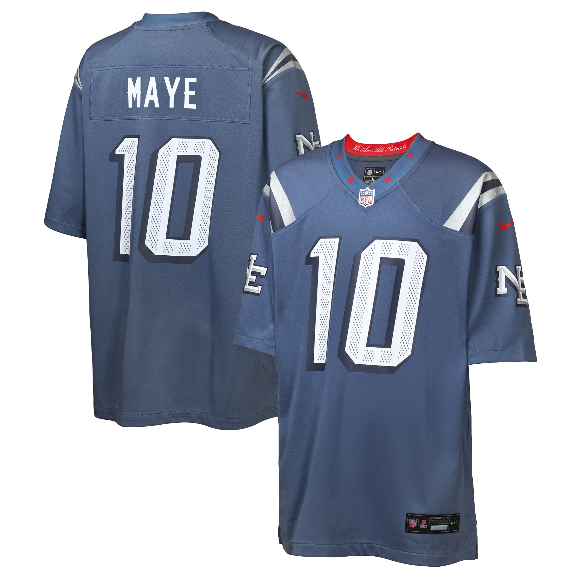 Drake Maye New England Patriots Youth Rivalries Game Jersey - Blue