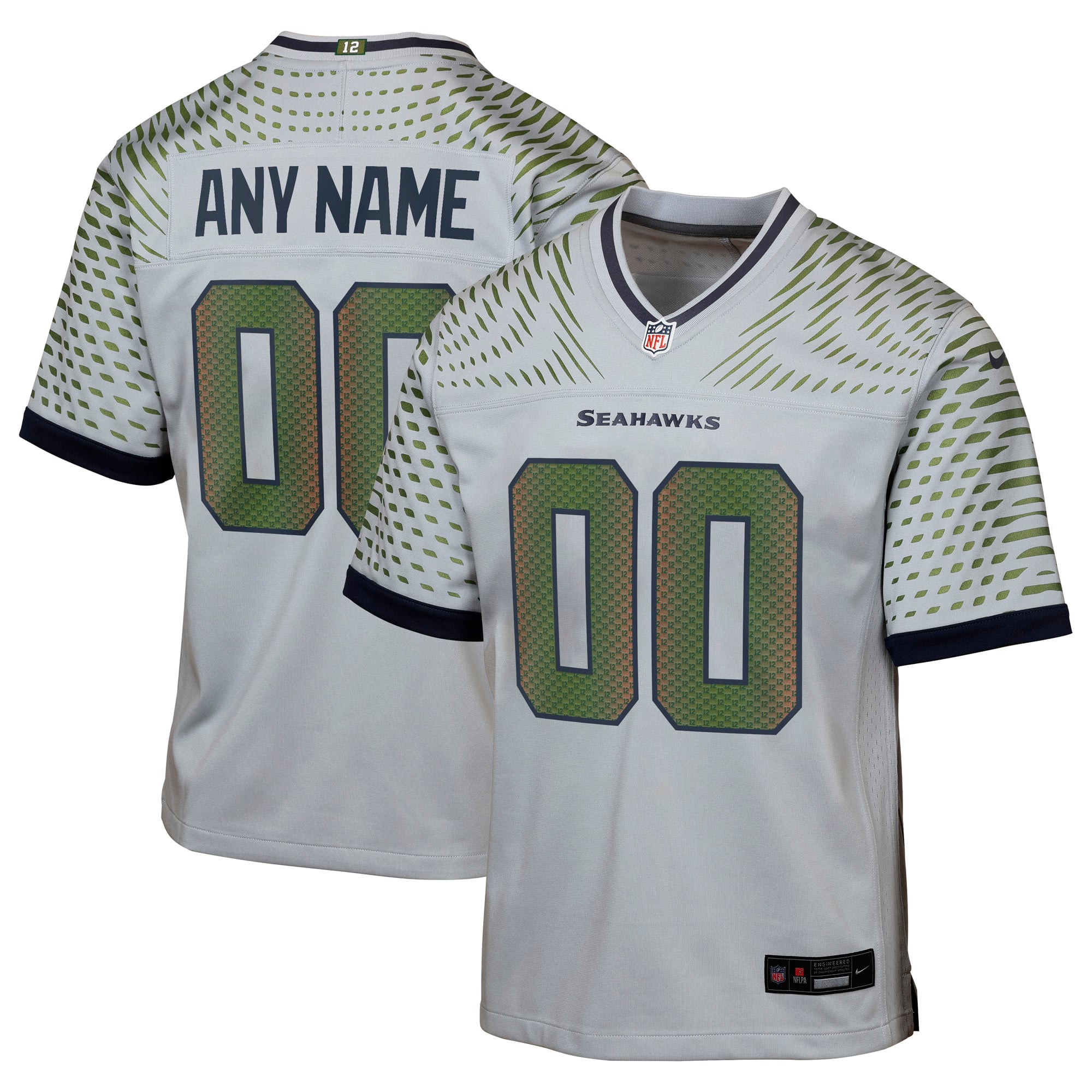 Seattle Seahawks Youth Rivalries Custom Game Jersey - Gray