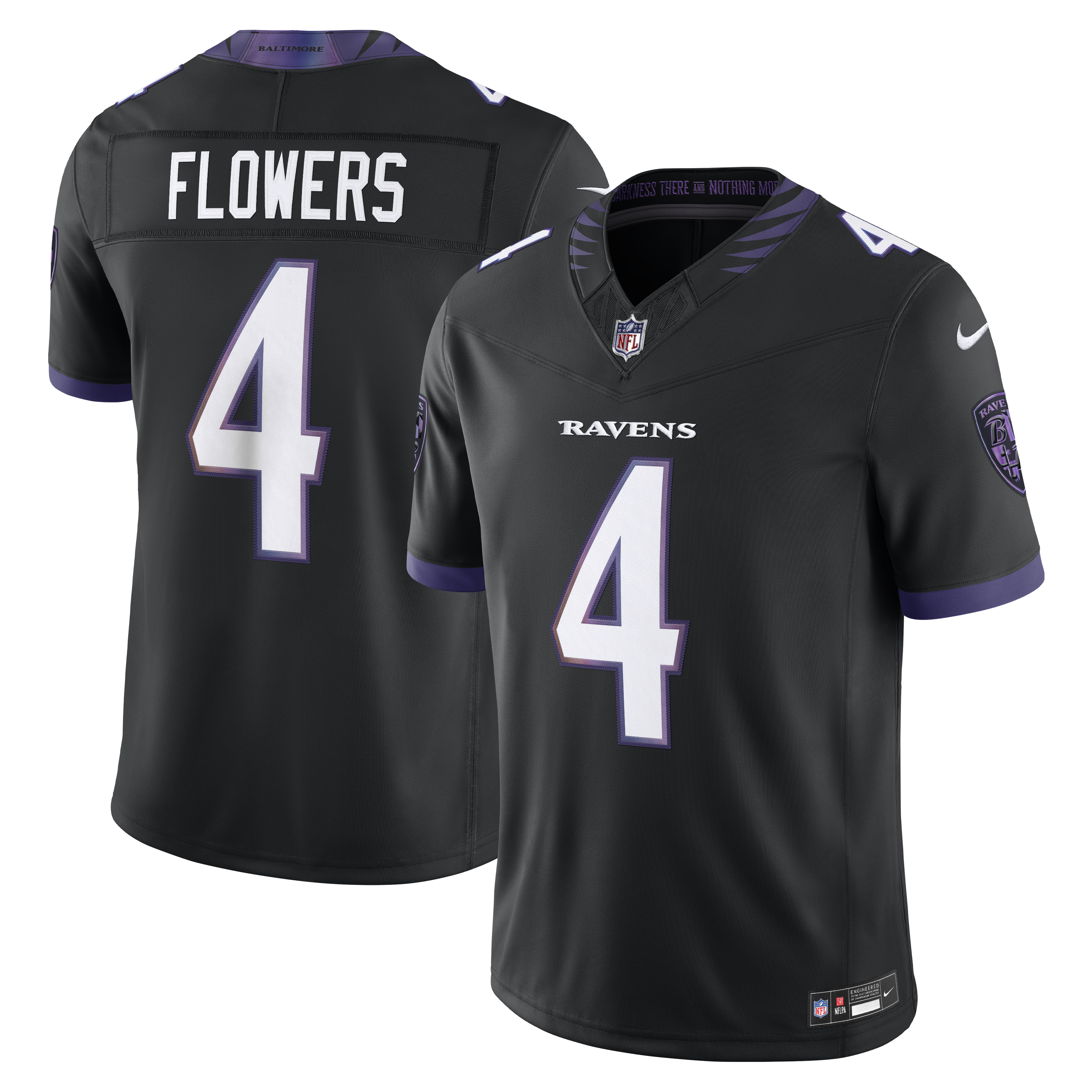 Youth Zay Flowers Baltimore Ravens Alternate Alternate Vapor F.U.S.E. Stitched Limited Jersey - Black | EliteKitZone