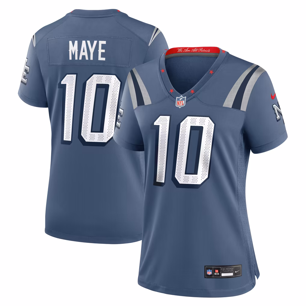 Drake Maye New England Patriots Blue Rivalries Collection Jersey