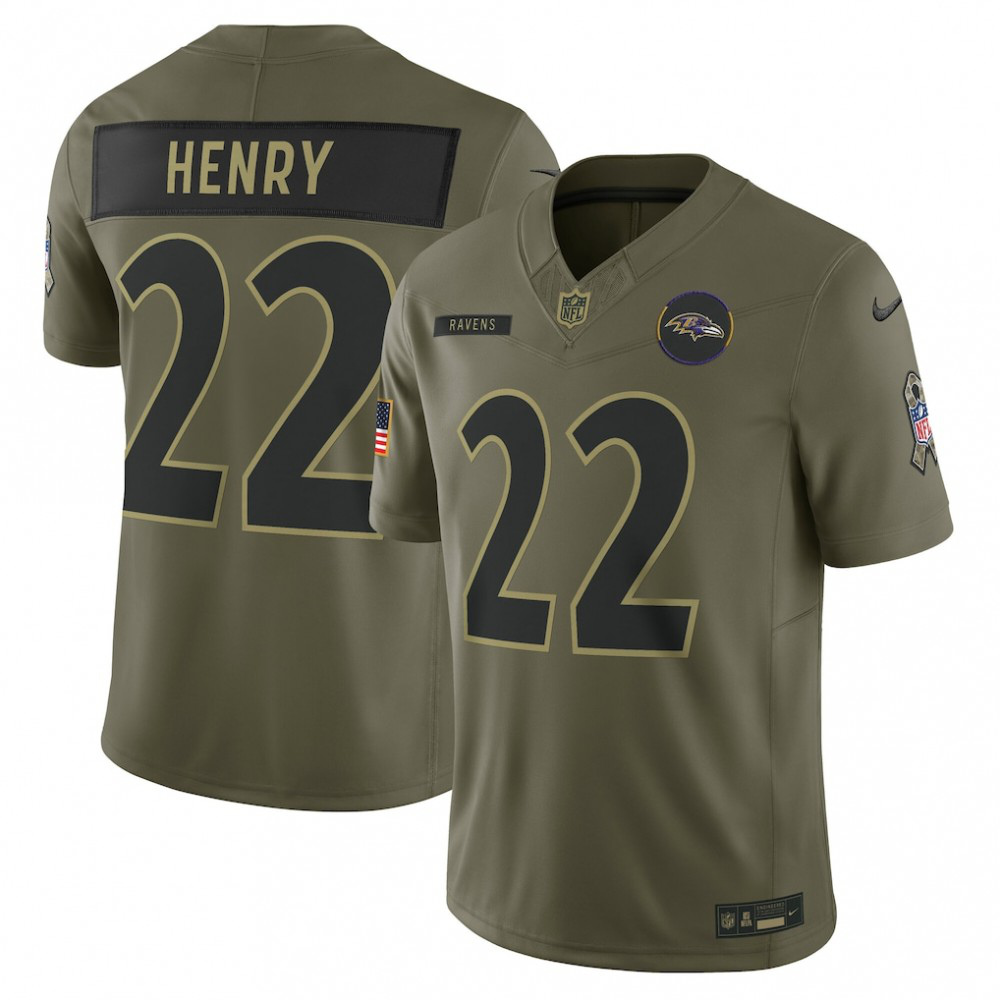 Derrick Henry Baltimore Ravens 2025 Salute to Service Limited Jersey - Olive