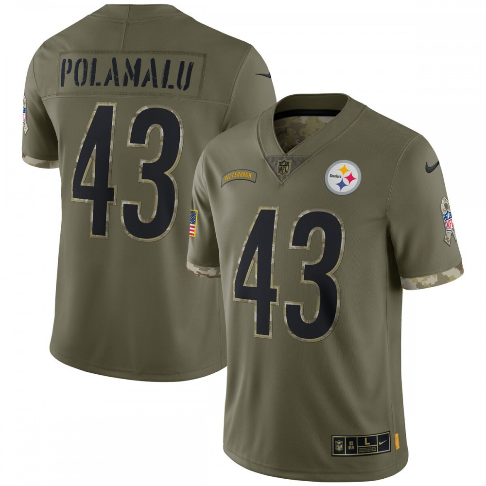 Troy Polamalu Pittsburgh Steelers 2022 Salute To Service Retired Player Limited Jersey - Olive