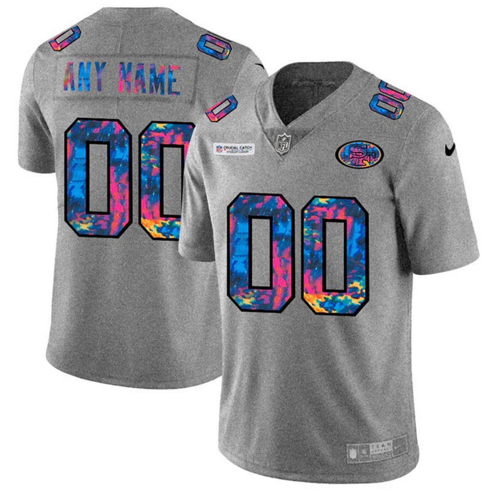 San Francisco 49ers NFL 2020 Crucial Catch Limited Edition Custom Jersey - Gray