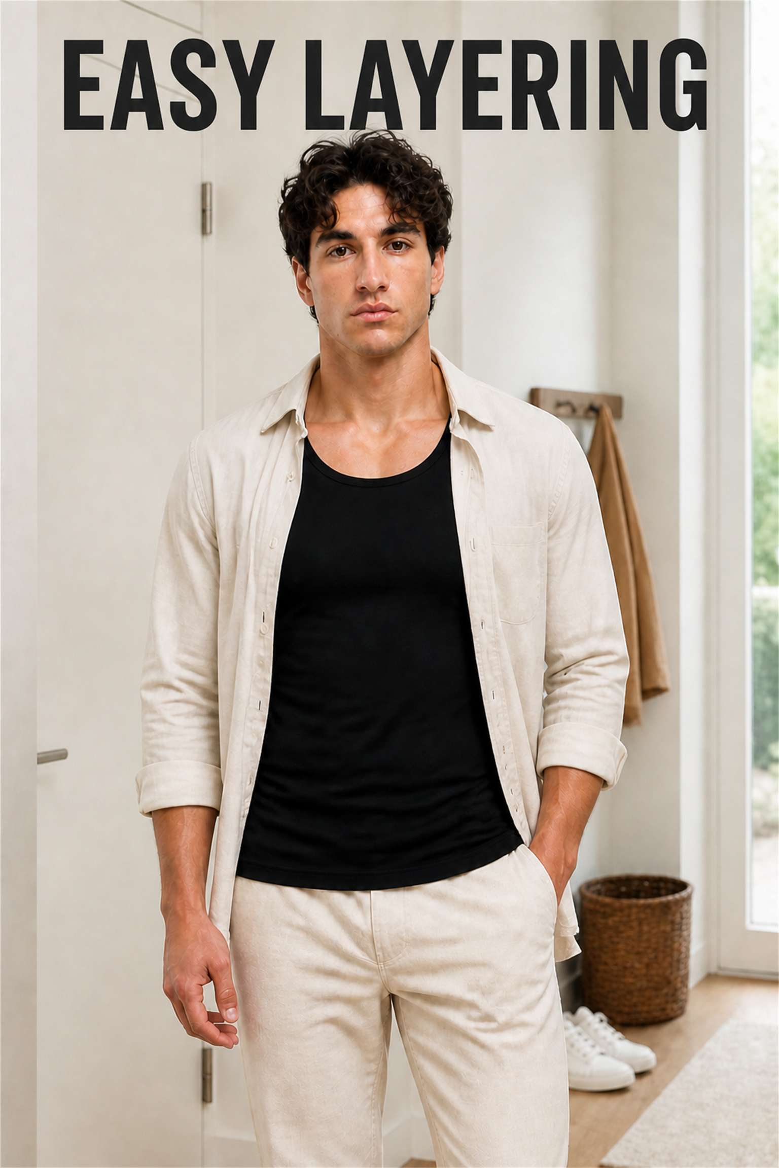 Black tank styled as an everyday layer