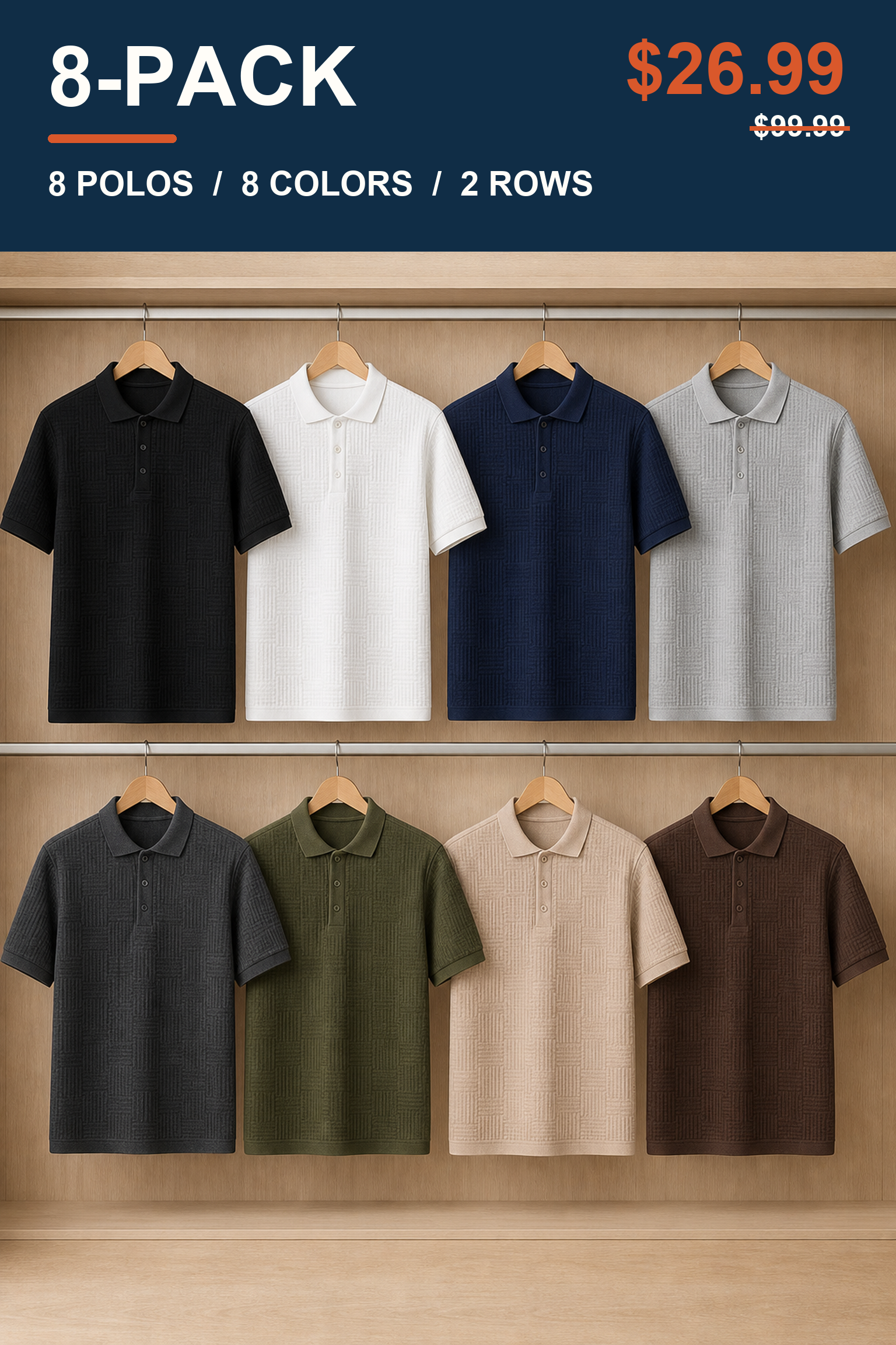 8-Pack Assorted Set in two rows with high-contrast package and price copy