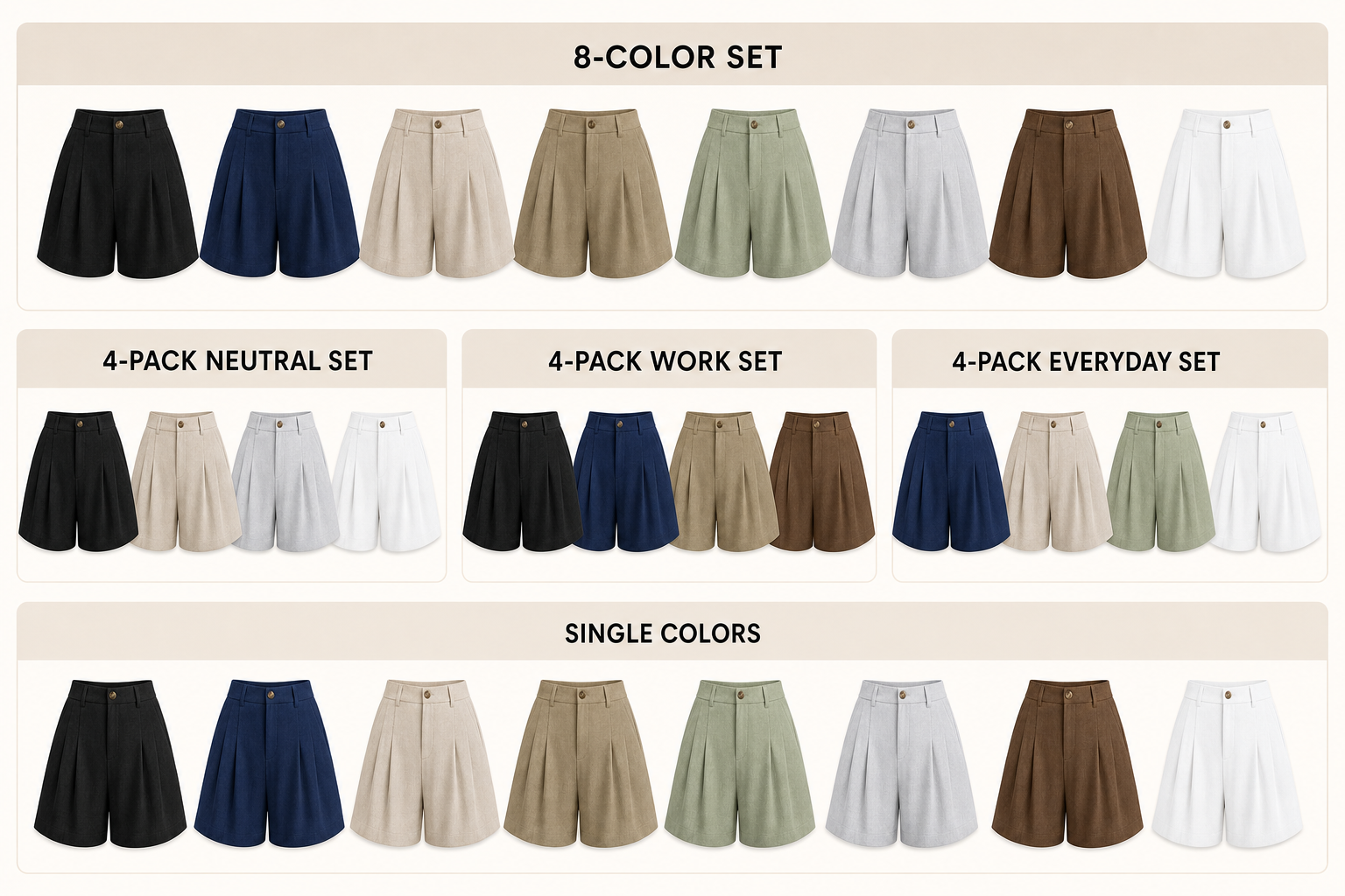 Eight-color set three complete four-packs and single-color options