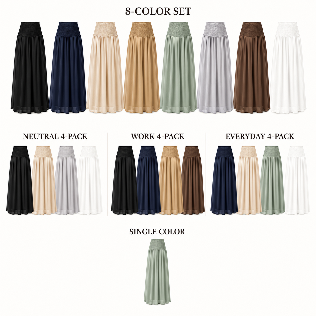 Eight-color set three complete four-packs and single-color options