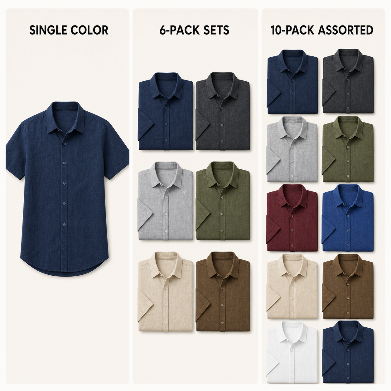 Single color six pack and ten pack purchase options