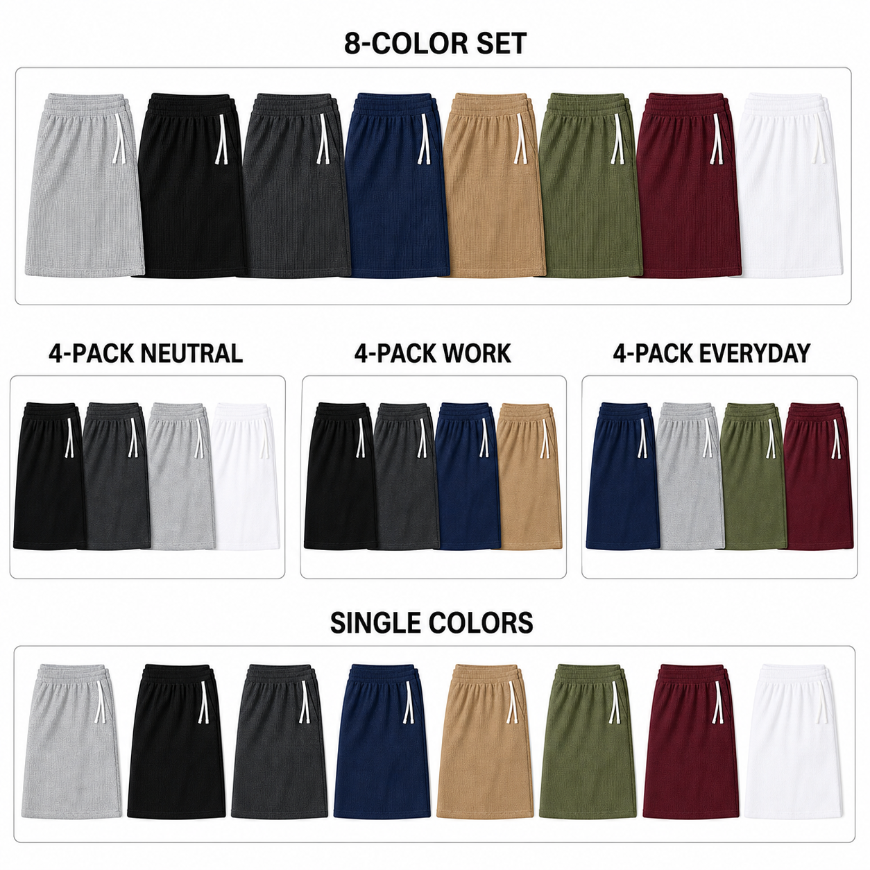 Complete eight color set three fixed four packs and single colors