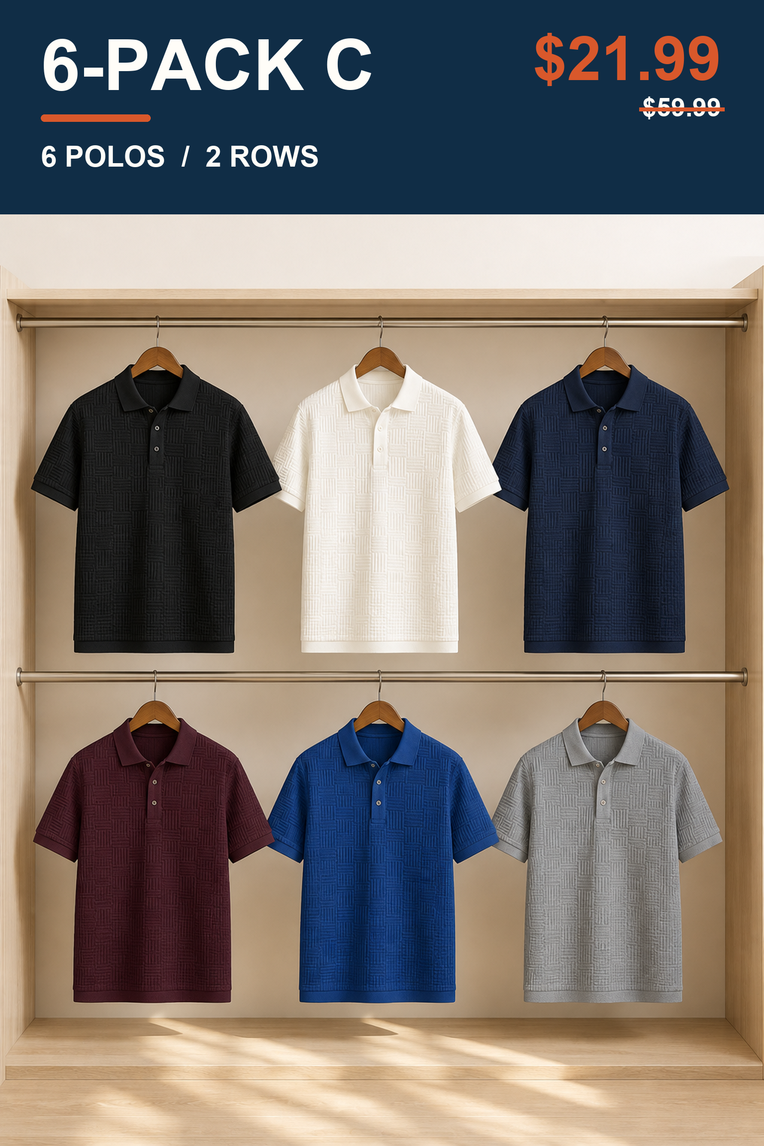 6-Pack Set C in two rows with high-contrast package and price copy