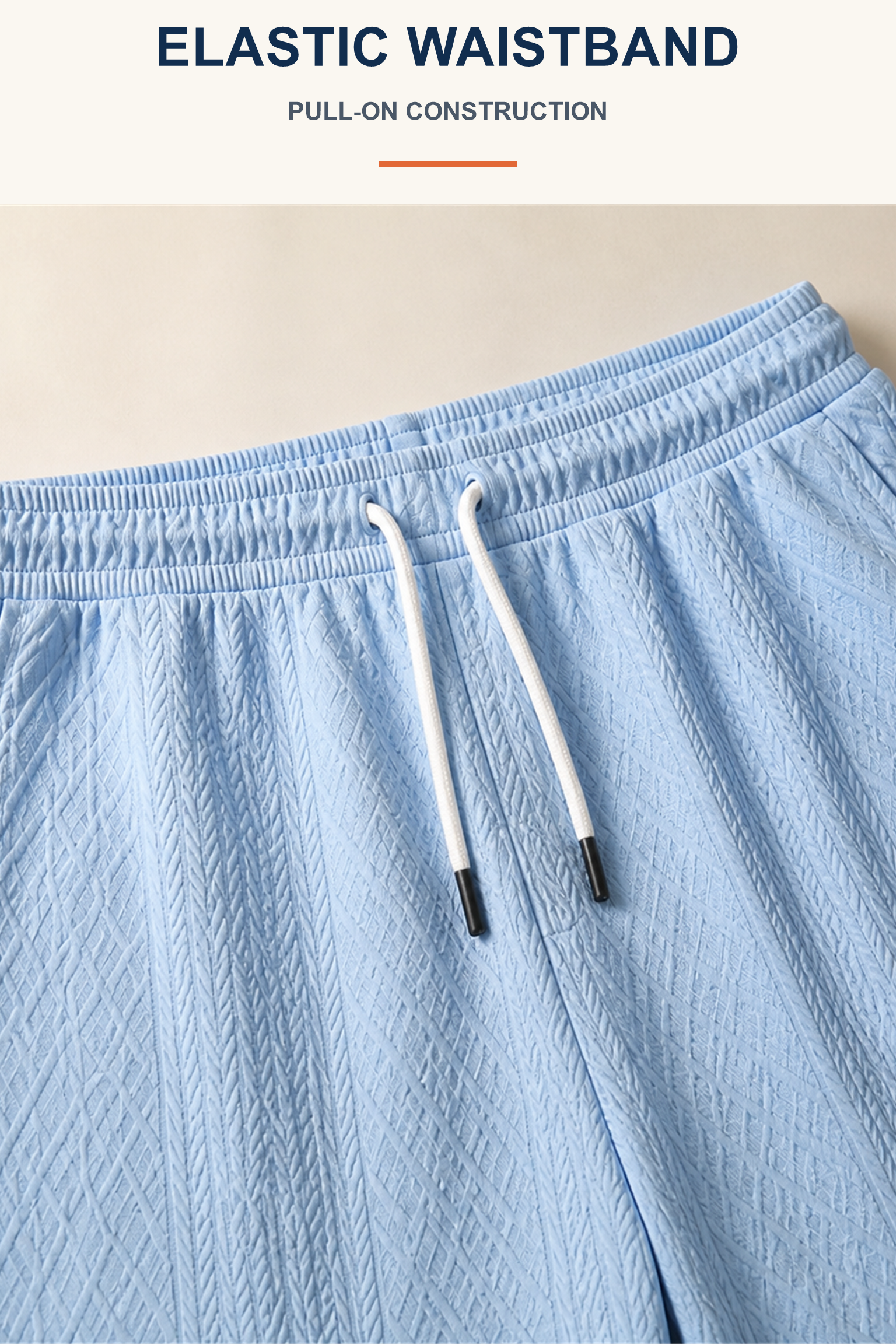 Elastic waistband shown in a dedicated large close-up