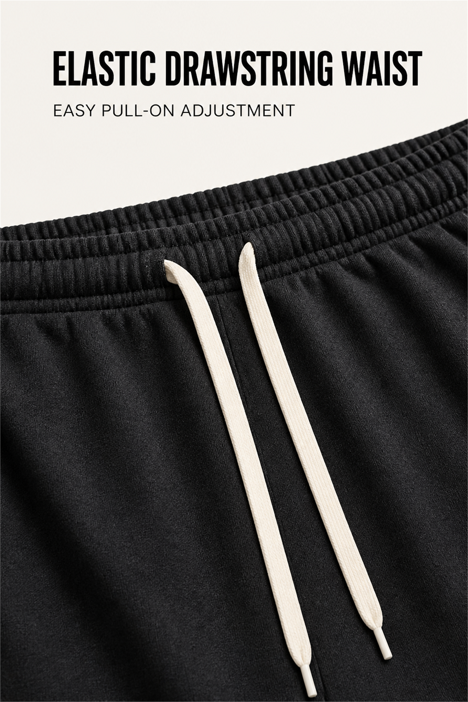 Elastic waistband with two flat off-white drawstrings