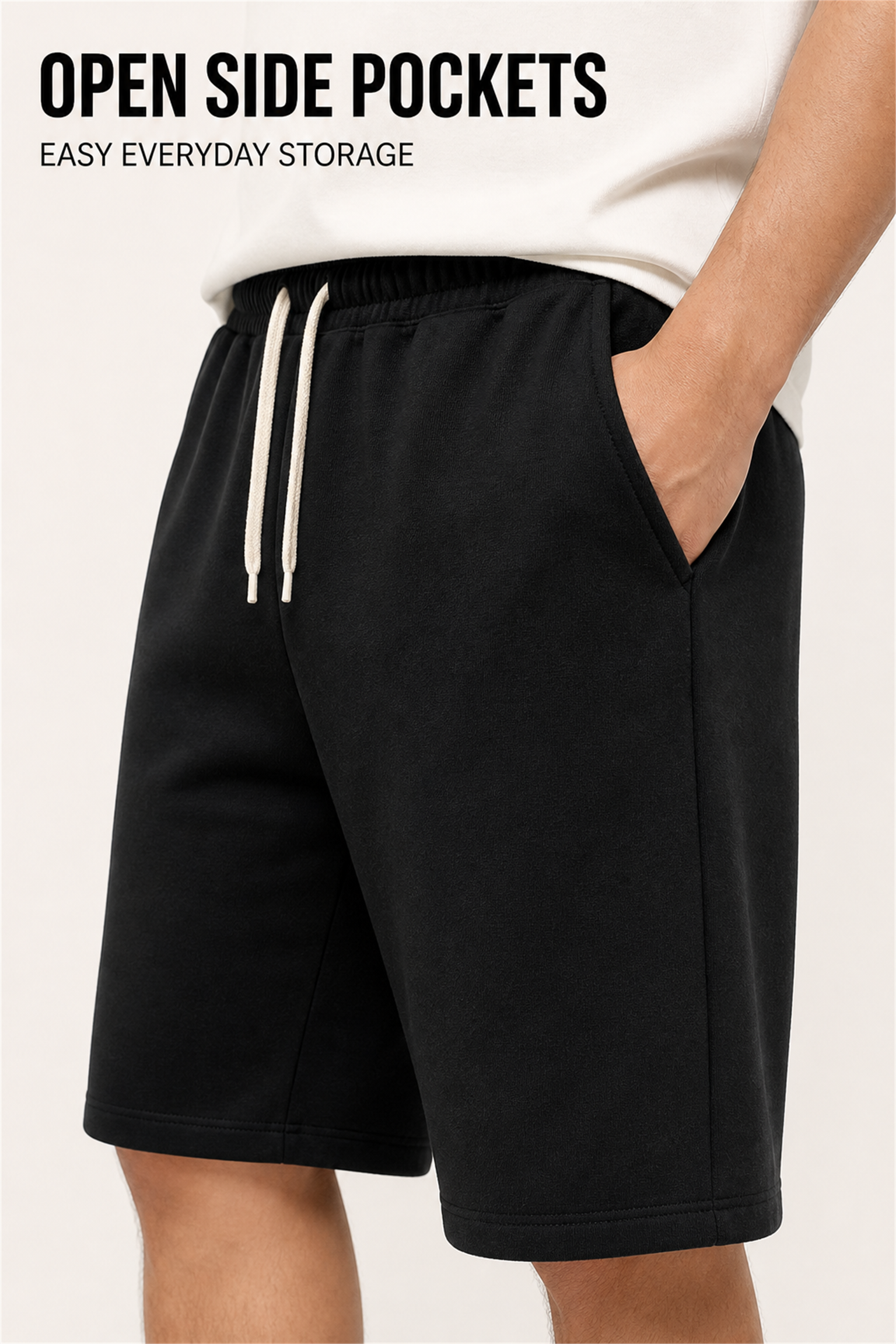 Open slanted side hand pocket detail