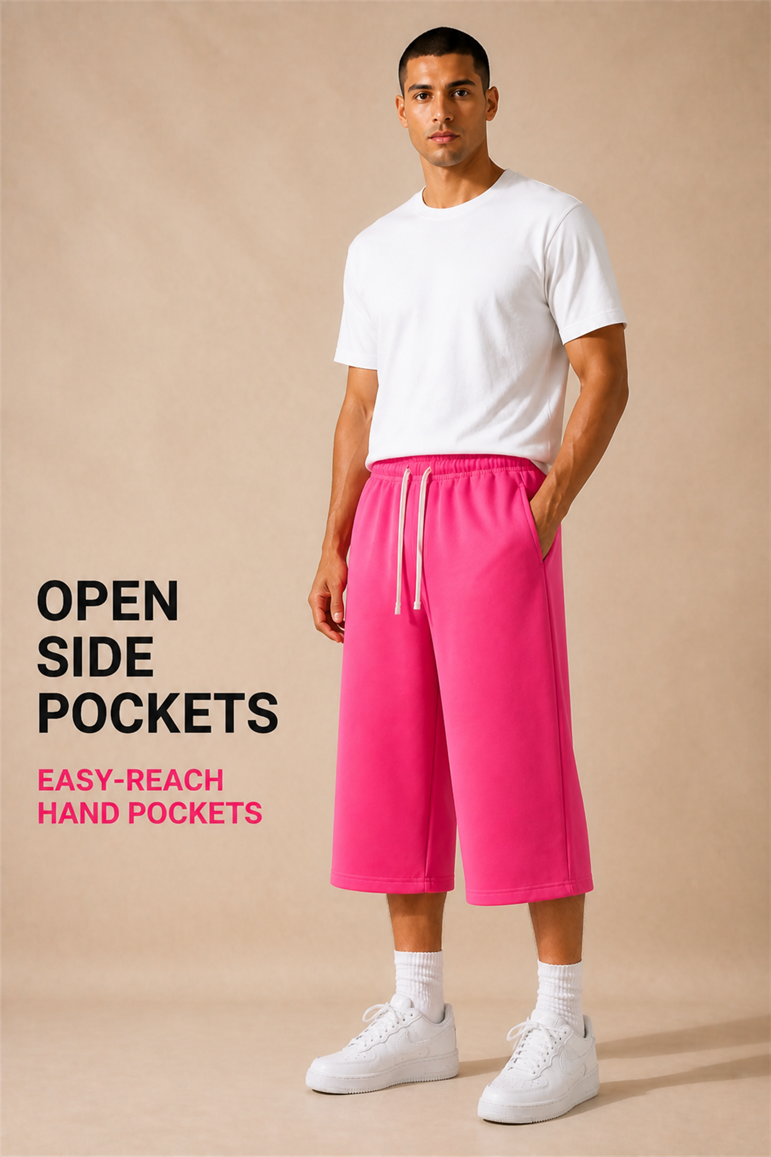 Large standalone view of the open slanted side hand pocket