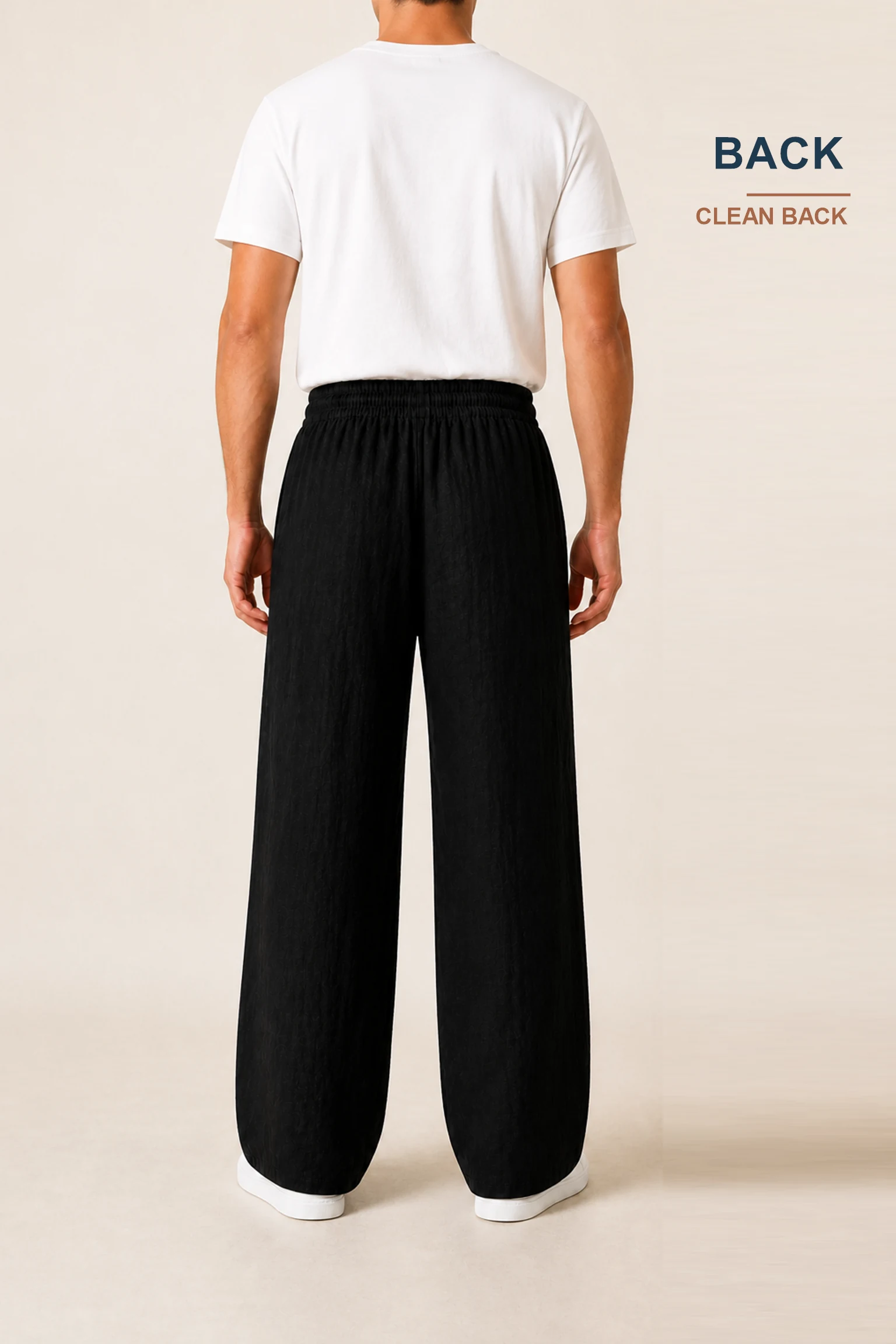 Centered back view of the pants on a male model