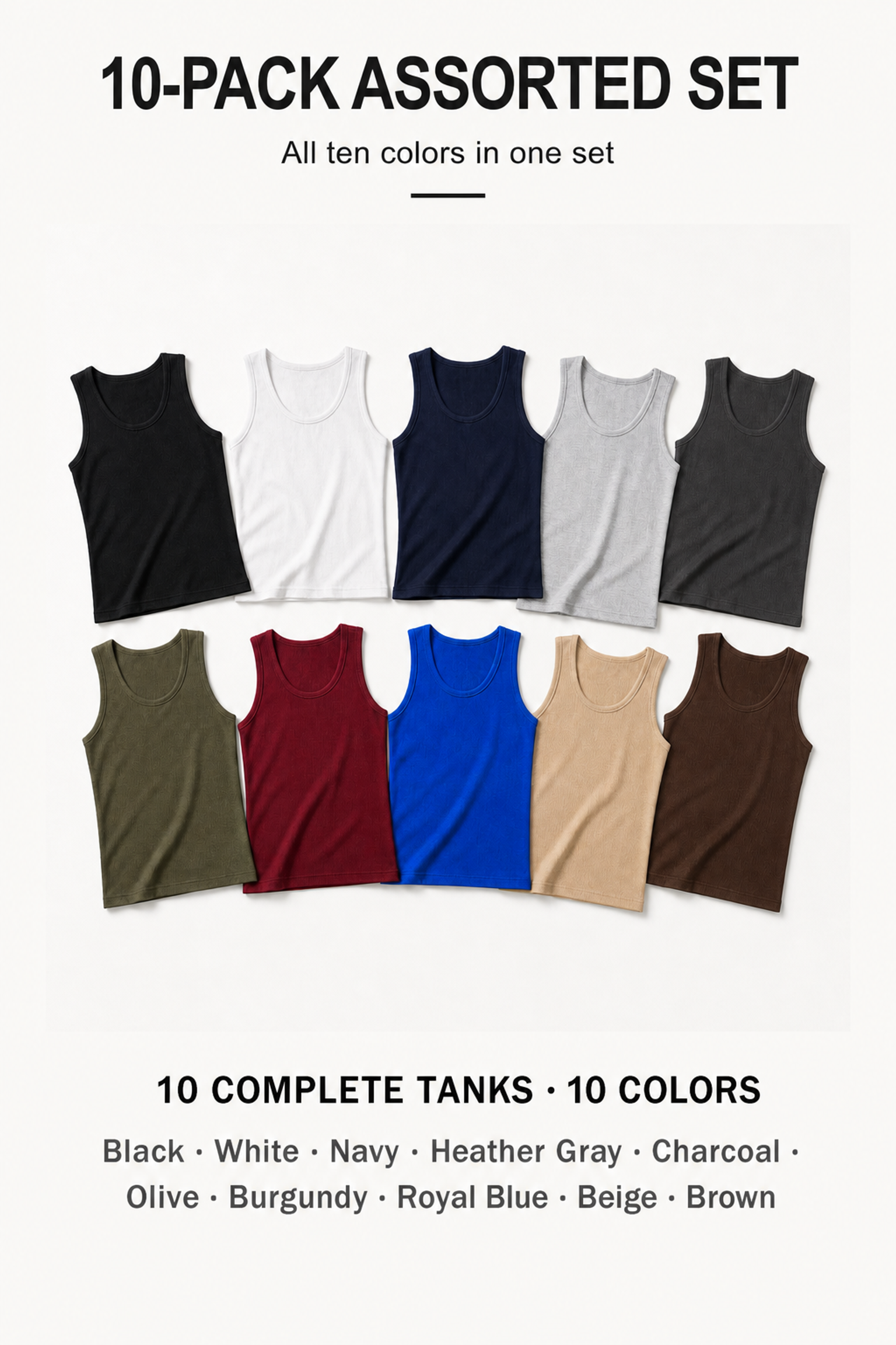 10-Pack Assorted Set with all ten included fine-rib colors