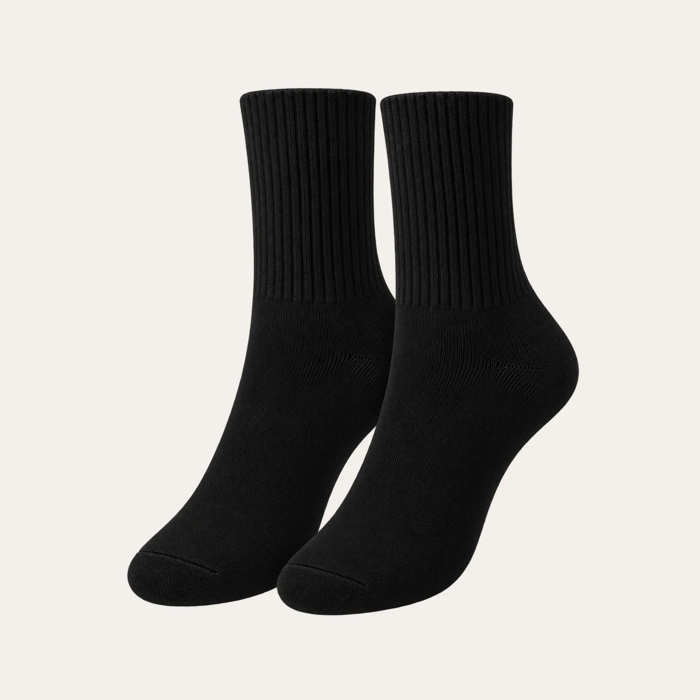 Black solid mid-calf sock pair