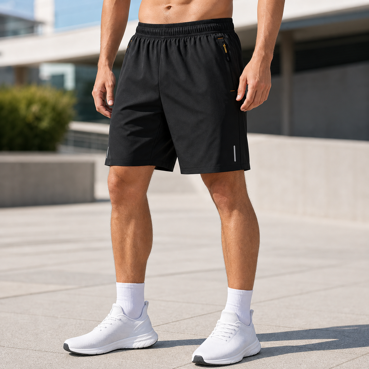 Men's quick-dry zip-pocket active shorts - gallery 01 front