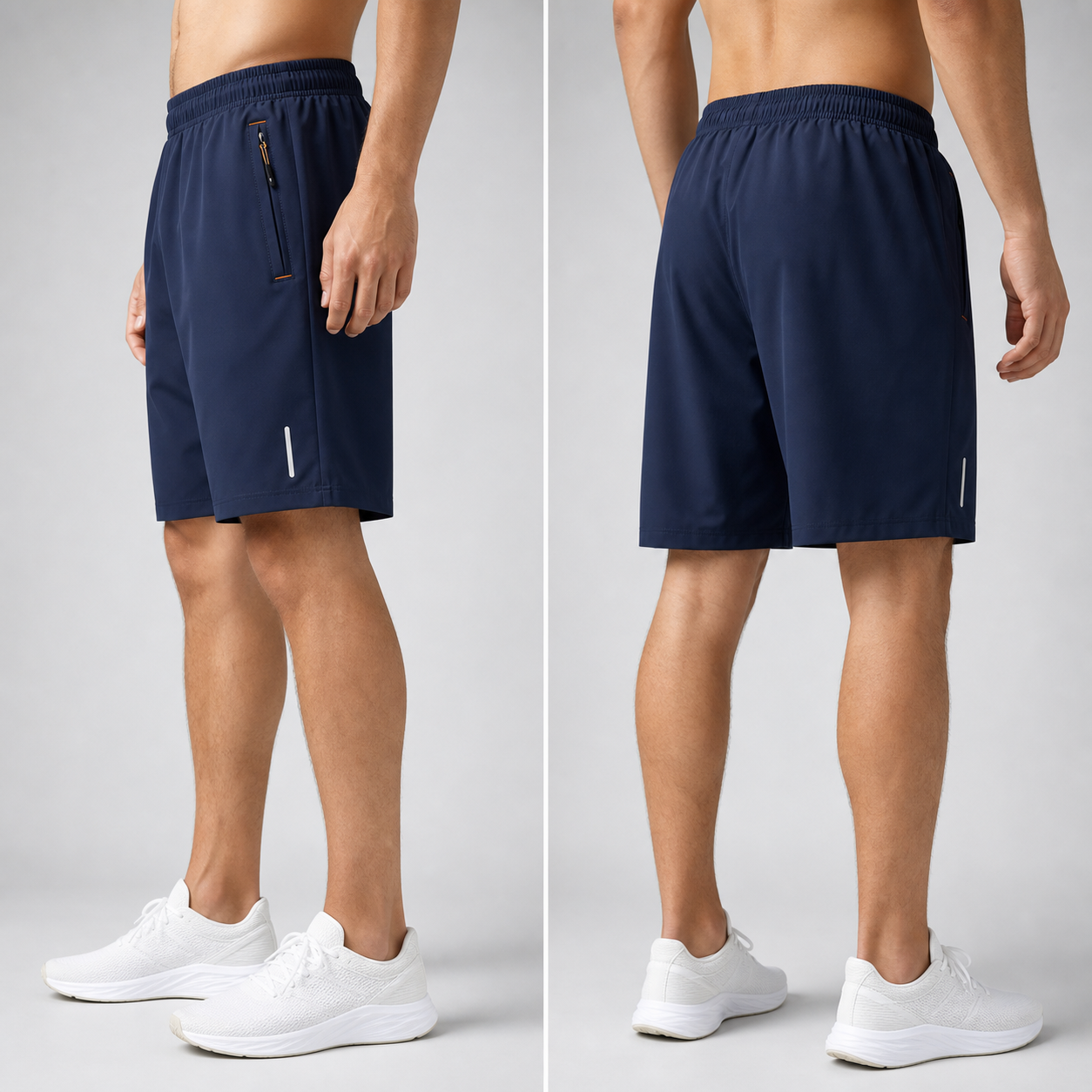 Men's quick-dry zip-pocket active shorts - gallery 02 side back