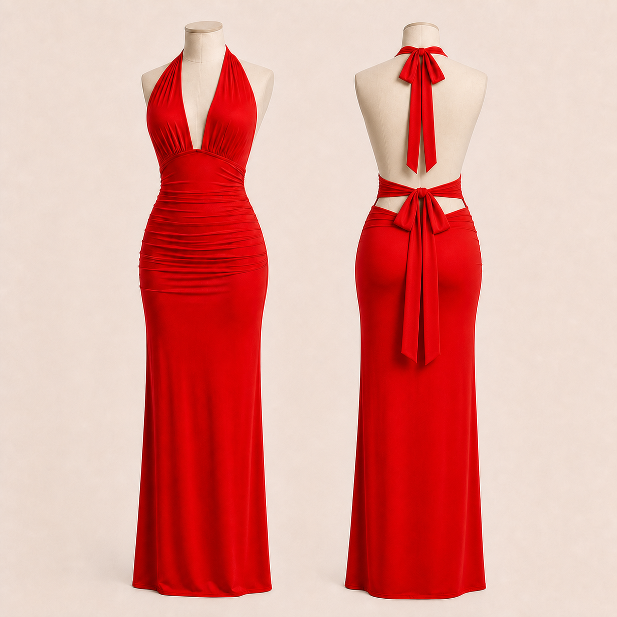 front and matching neck and waist tie back construction