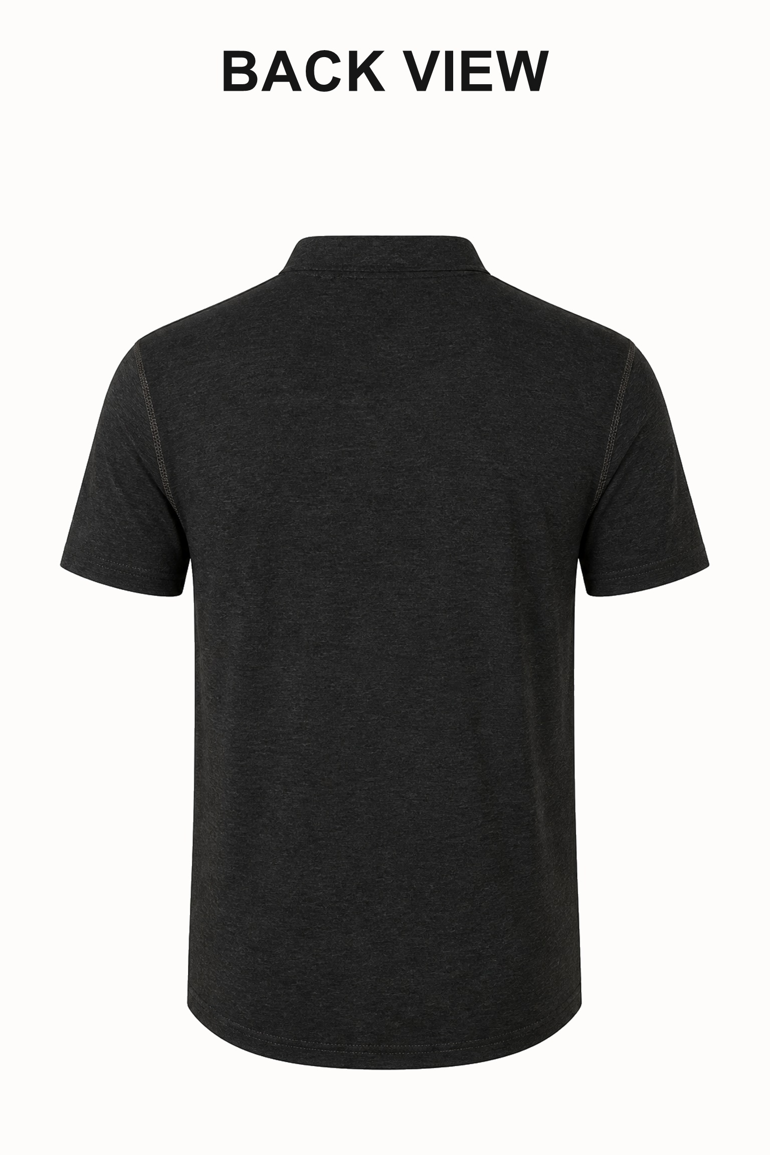 Back view of black short sleeve Henley