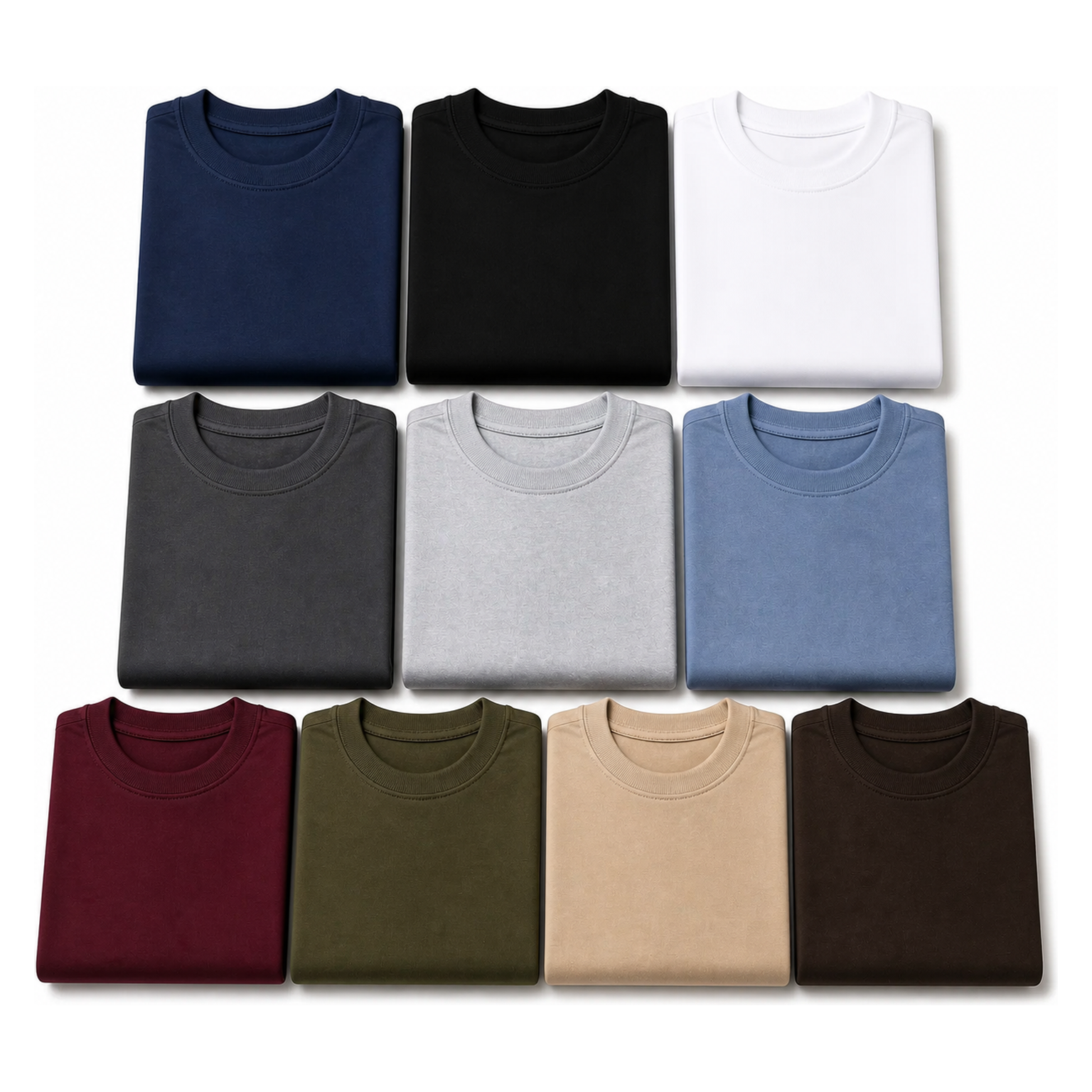 10-Pack Assorted Set - men's 7.5oz heavyweight oversized crew neck T-shirt