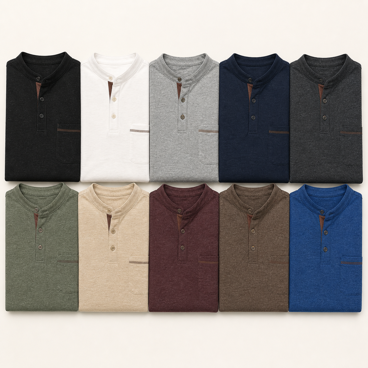 Men's smooth short sleeve Henley shirts - 10-Pack Assorted Set