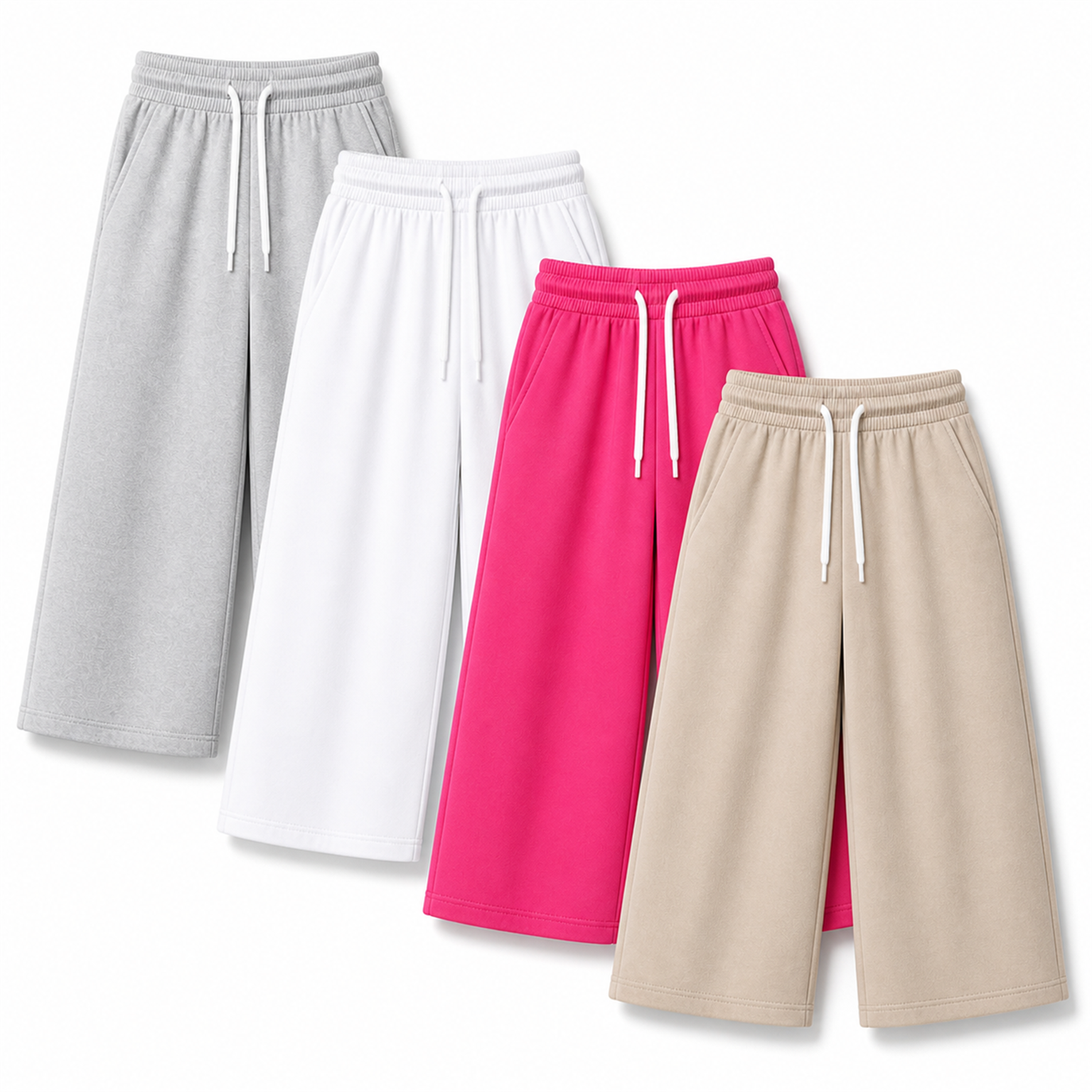 4-Pack Everyday Set men's seven-tenths-length French-terry cropped pants in a natural overlapping arrangement