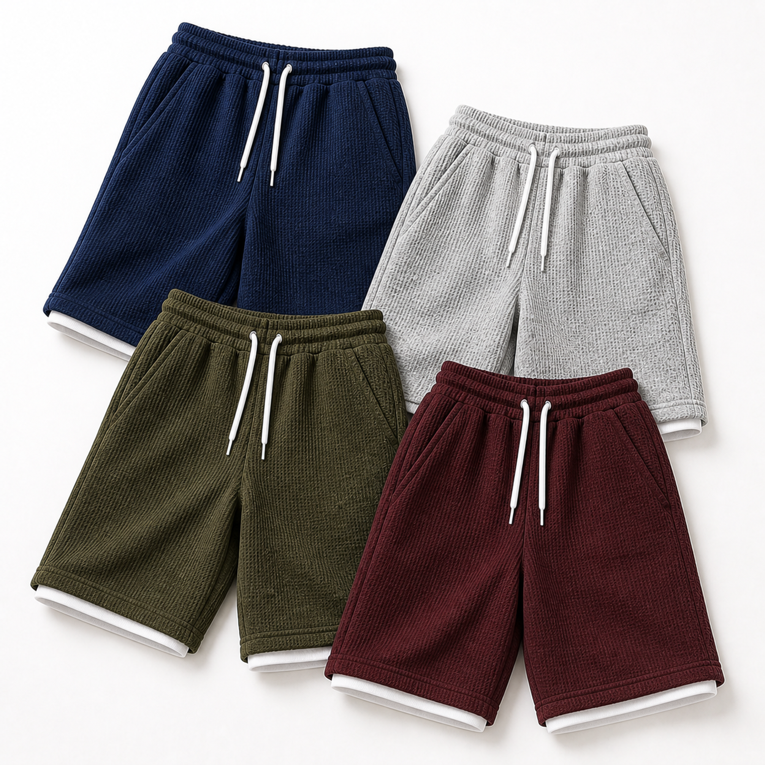 Men's textured drawstring shorts 4-Pack Everyday Set