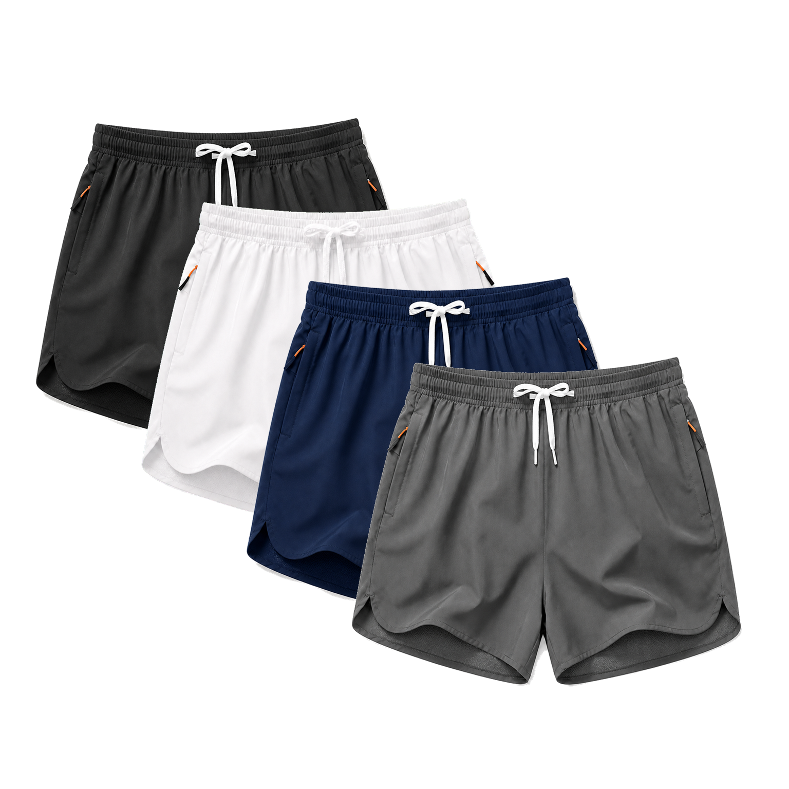 Neutral four-pack men's lined athletic shorts
