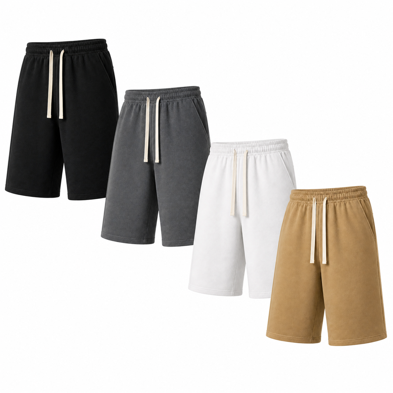 Unisex French-terry knee-length shorts 4-Pack Neutral Set