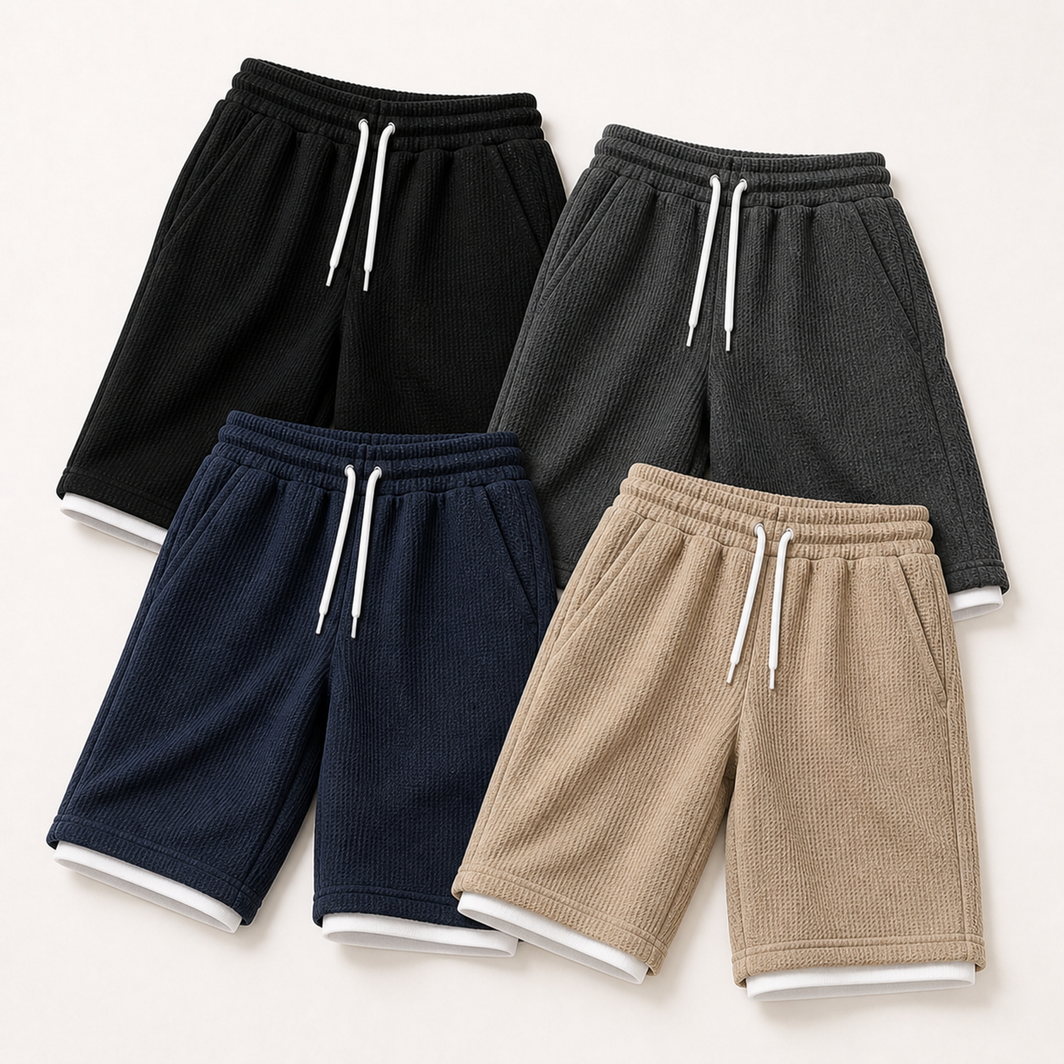 Men's textured drawstring shorts 4-Pack Work Set