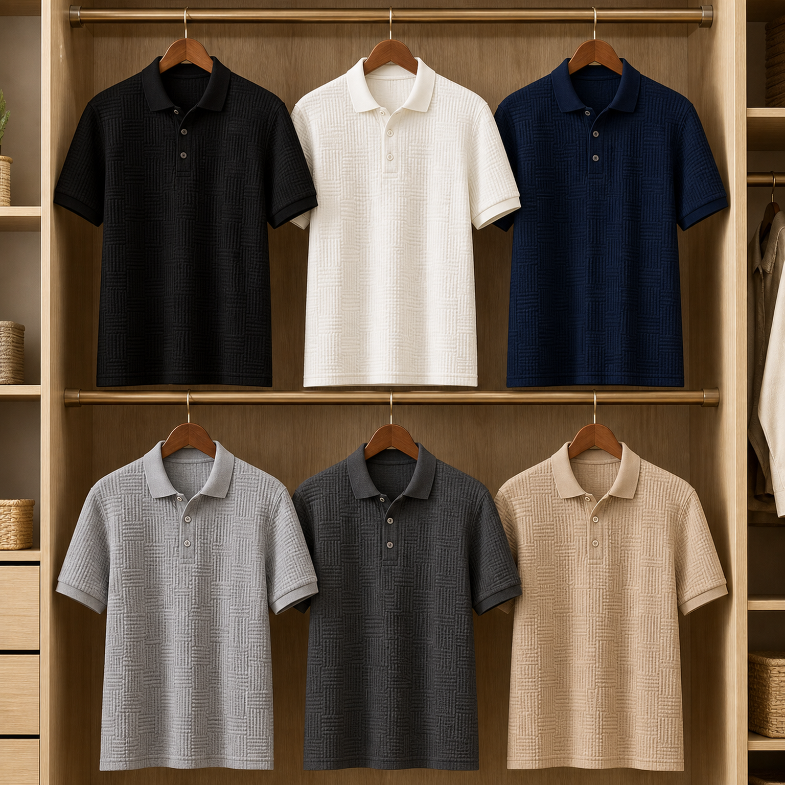 Men's textured knit polo - 6-Pack Set A