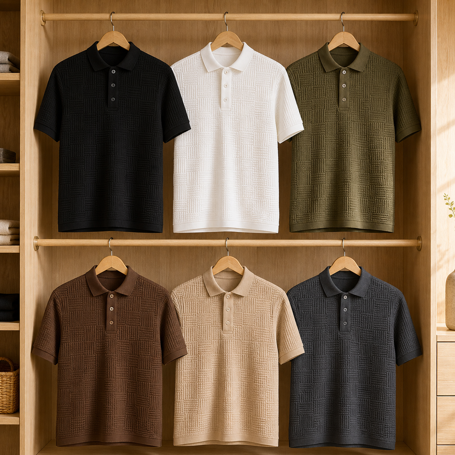 Men's textured knit polo - 6-Pack Set B