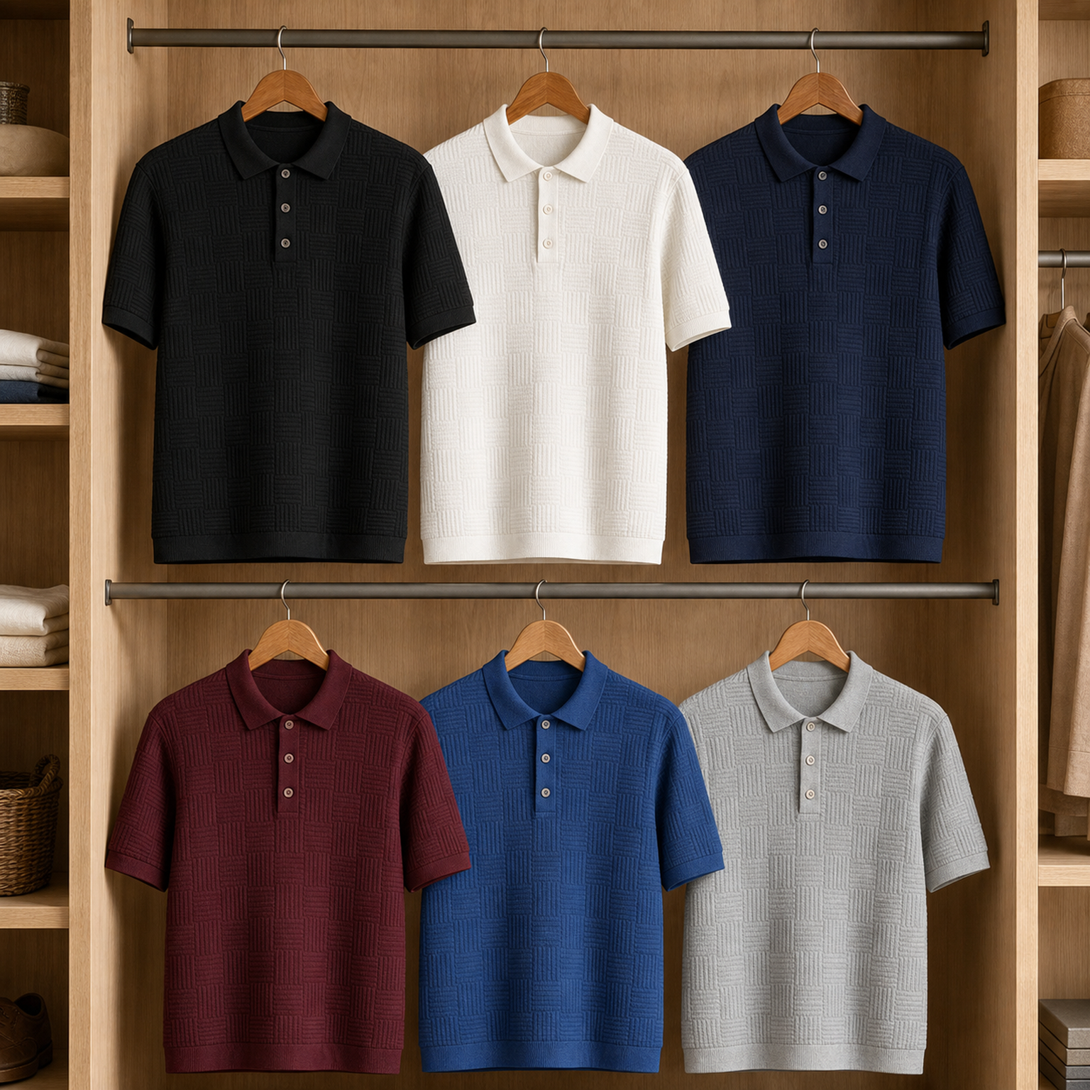 Men's textured knit polo - 6-Pack Set C