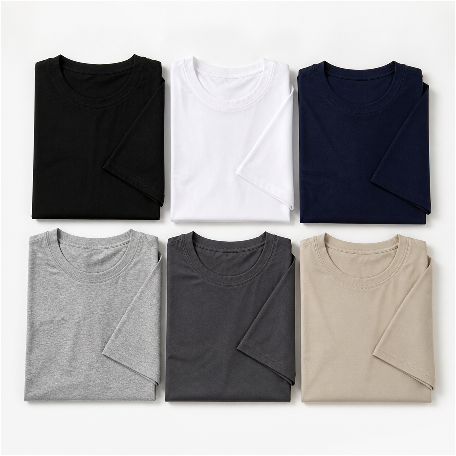 6-Pack Set A - men's smooth crew-neck T-shirt