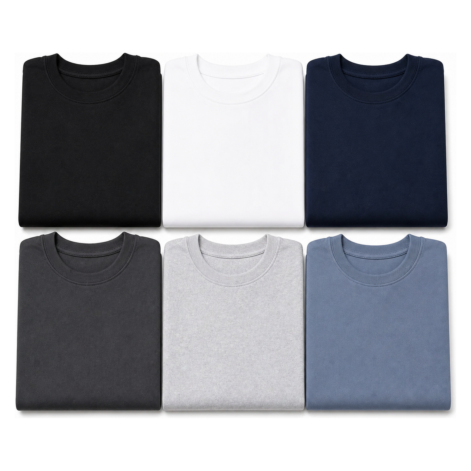 6-Pack Set A - men's 7.5oz heavyweight oversized crew neck T-shirt