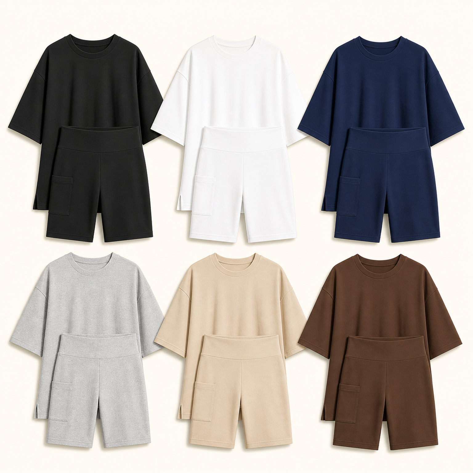 6-Pack Set A independently generated matching oversized tee and biker shorts SKU