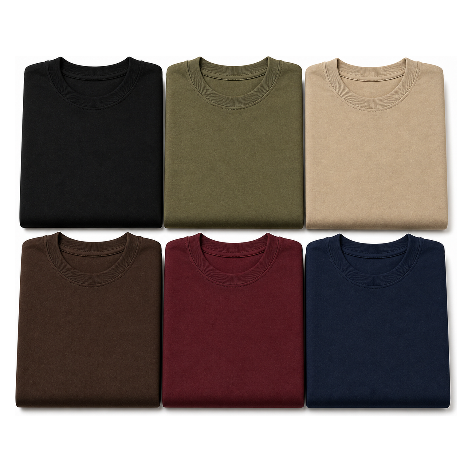 6-Pack Set B - men's 7.5oz heavyweight oversized crew neck T-shirt