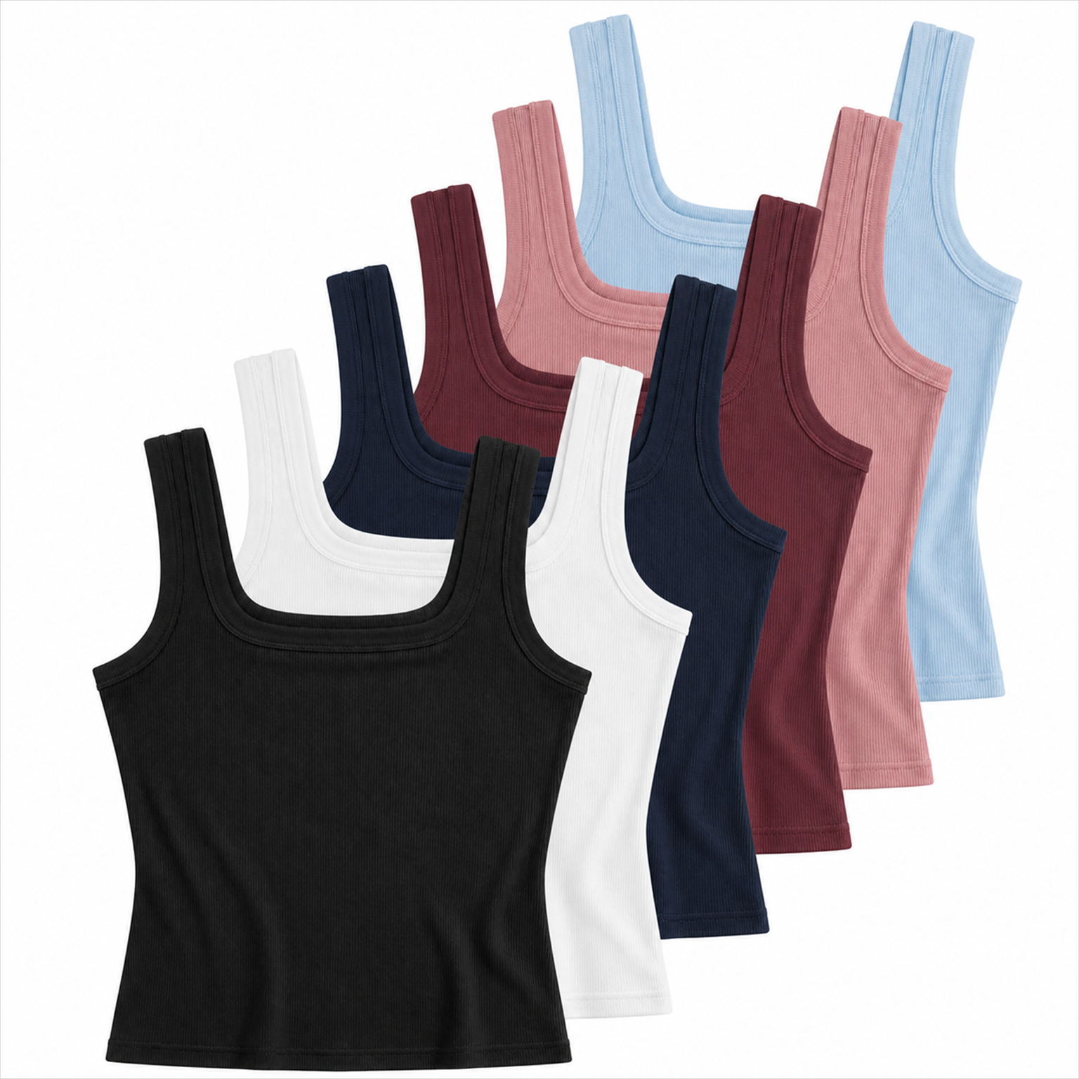 6-pack Set C with one complete black tank and five folded colors