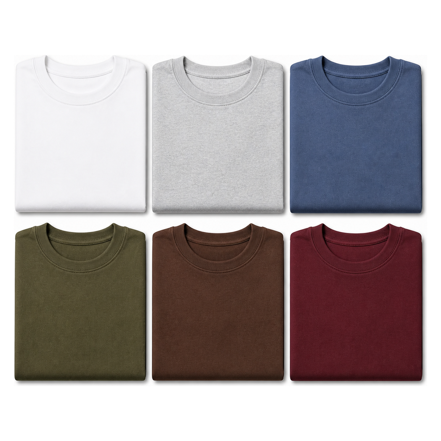 6-Pack Set C - men's 7.5oz heavyweight oversized crew neck T-shirt