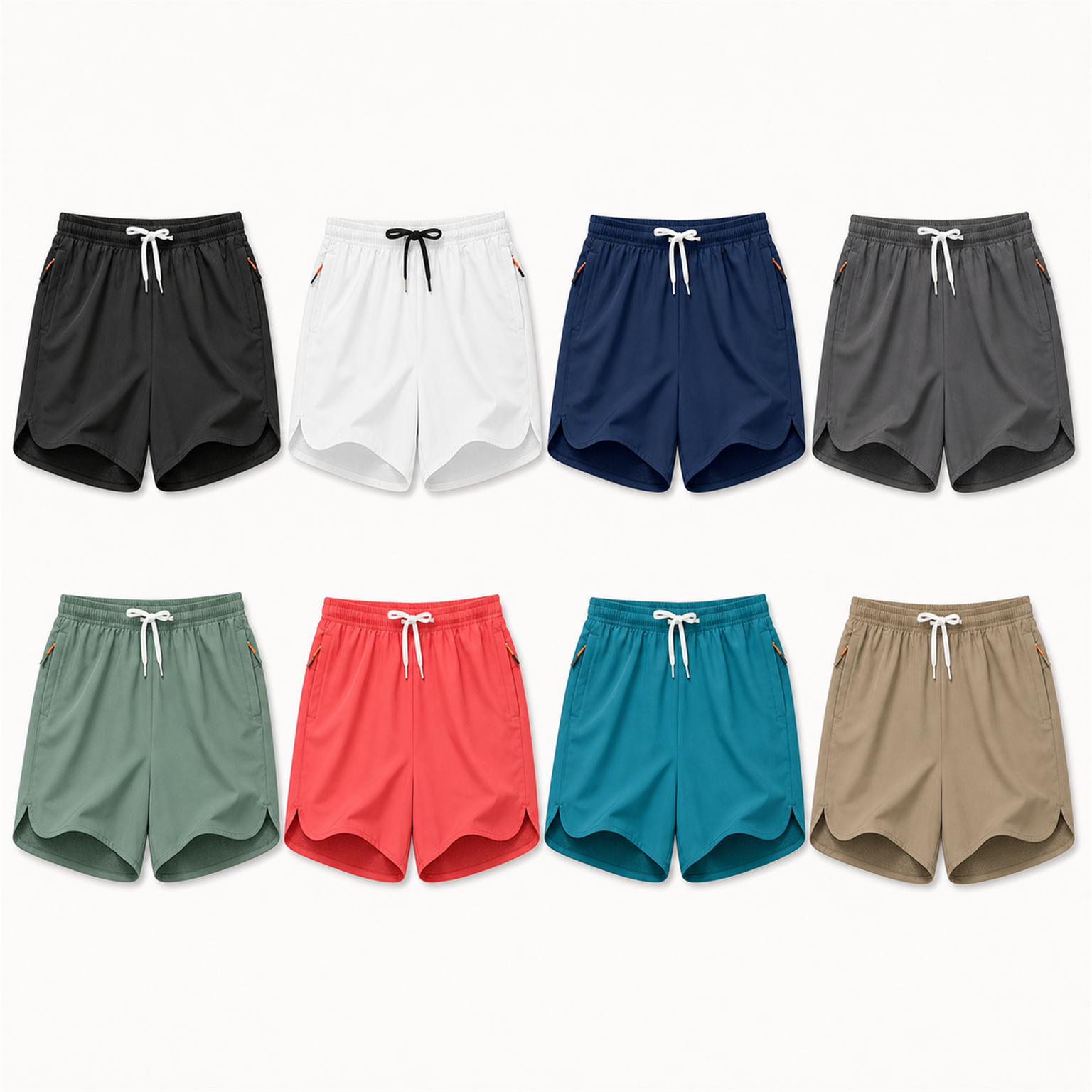 Eight-color set of men's lined athletic shorts