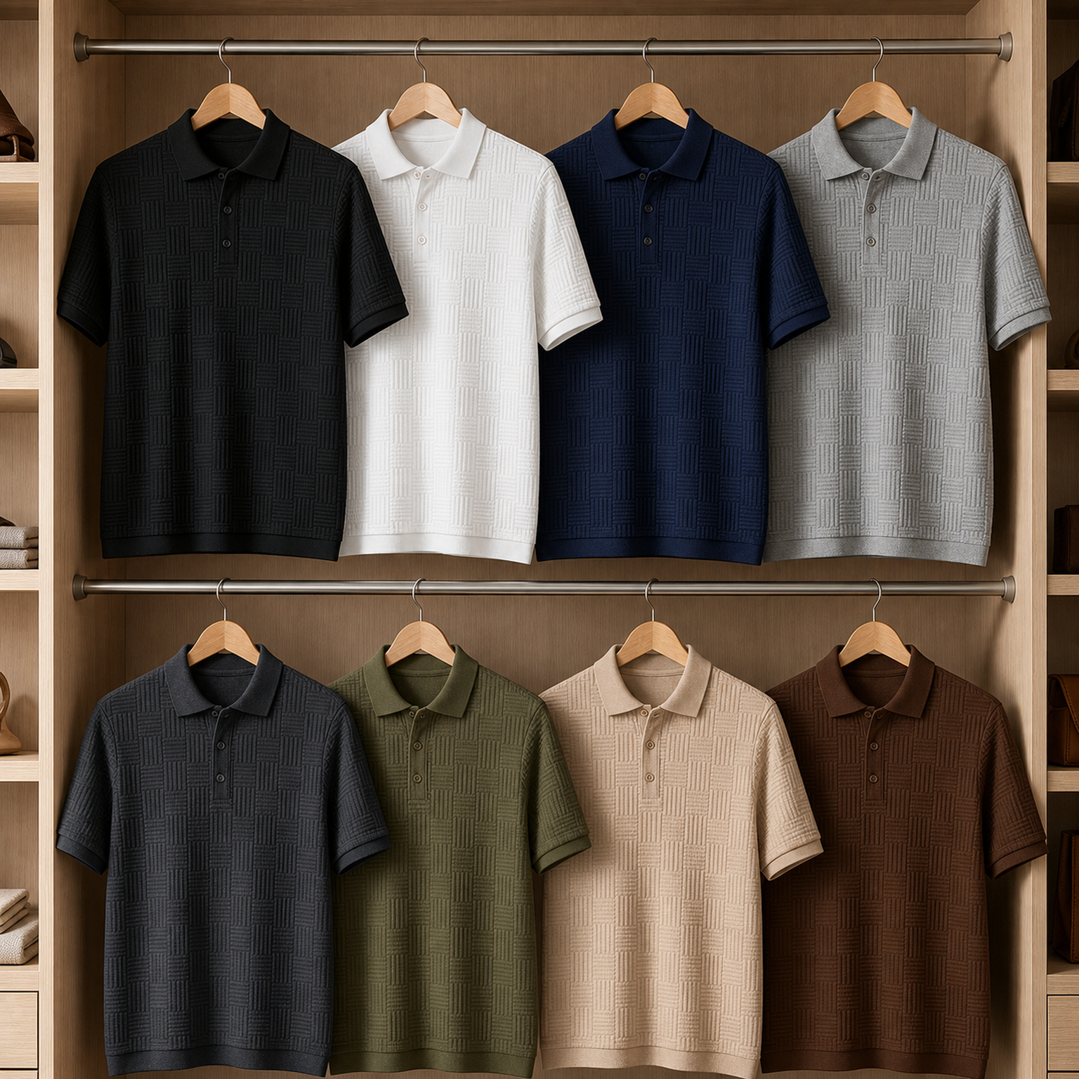 Men's textured knit polo - 8-Pack Assorted Set